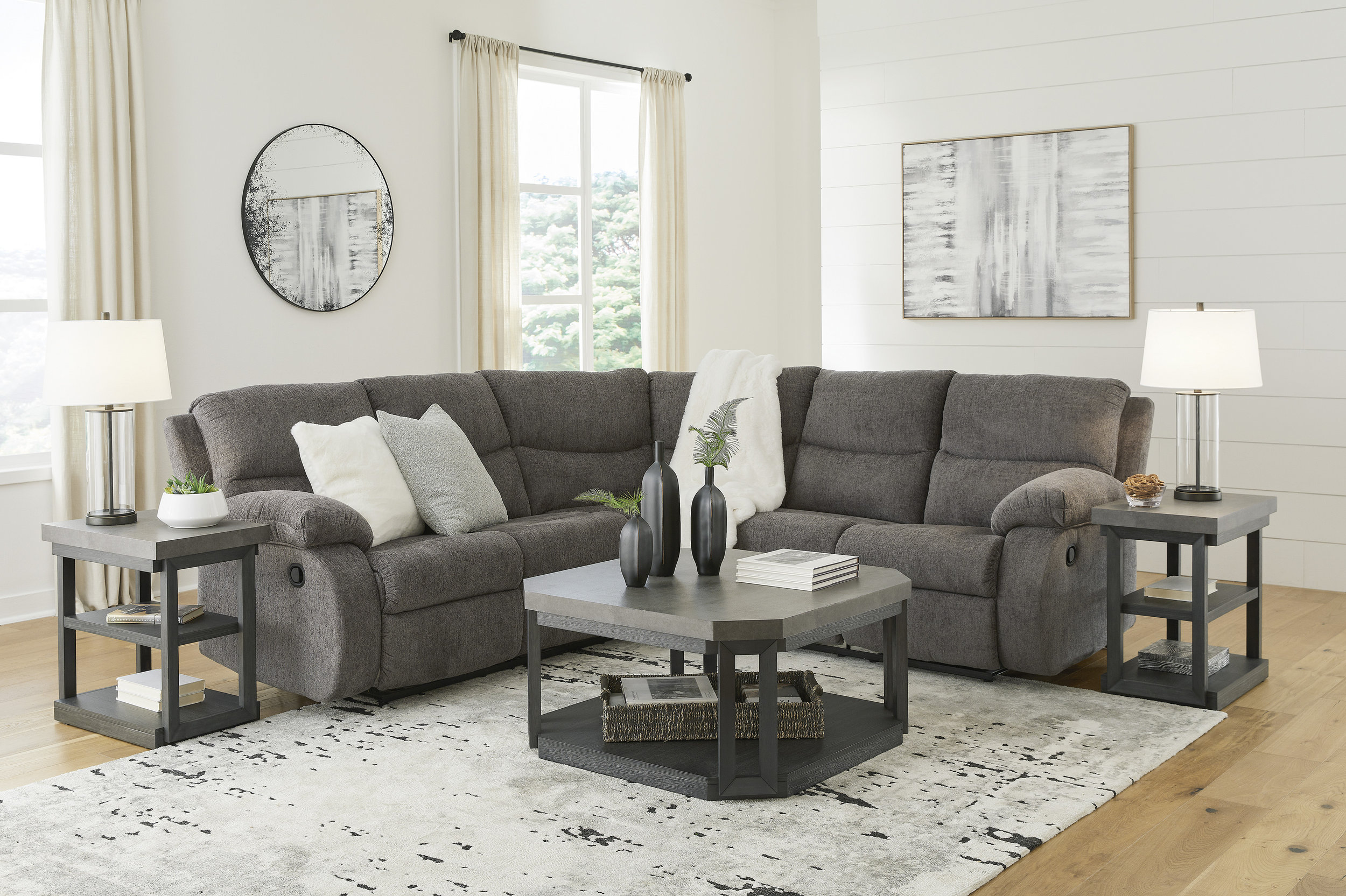 Museum Fabric 2-Piece Reclining Sectional