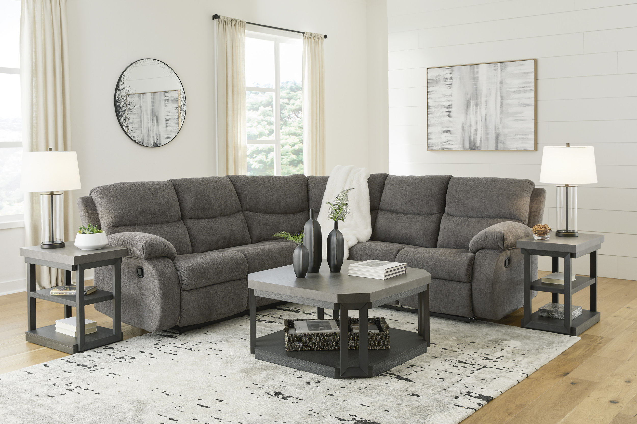 Museum Fabric 2-Piece Reclining Sectional