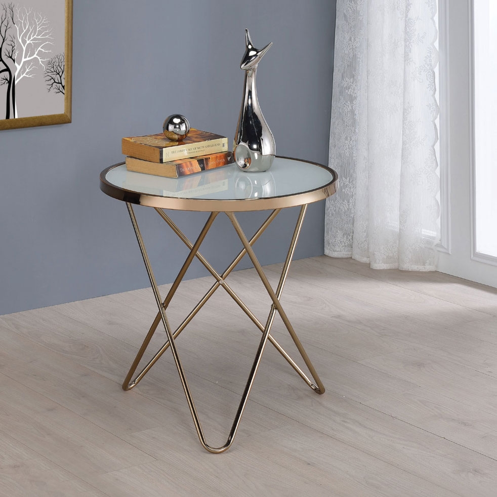 Valora Glass/Metal Round End Table