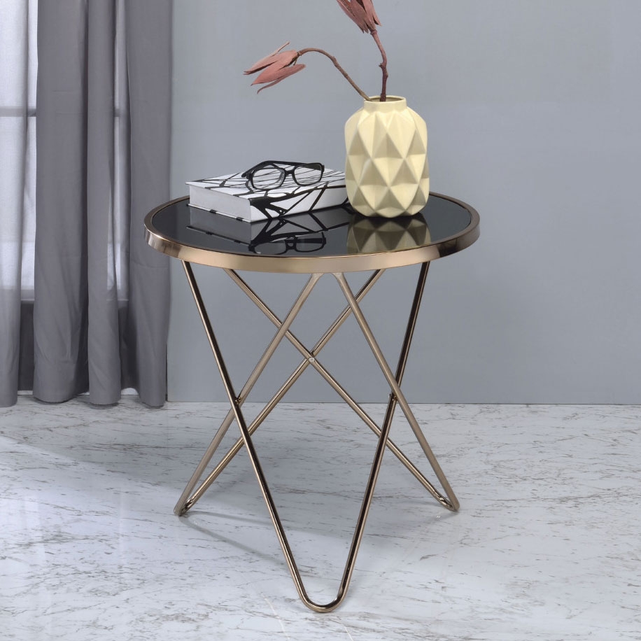 Valora Glass/Metal Round End Table