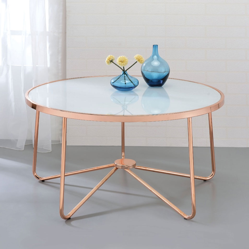 Alivia Glass/Metal Round Coffee Table