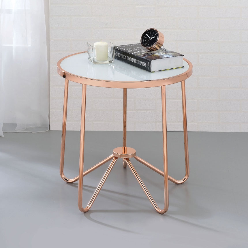 Alivia Glass/Metal Round End Table