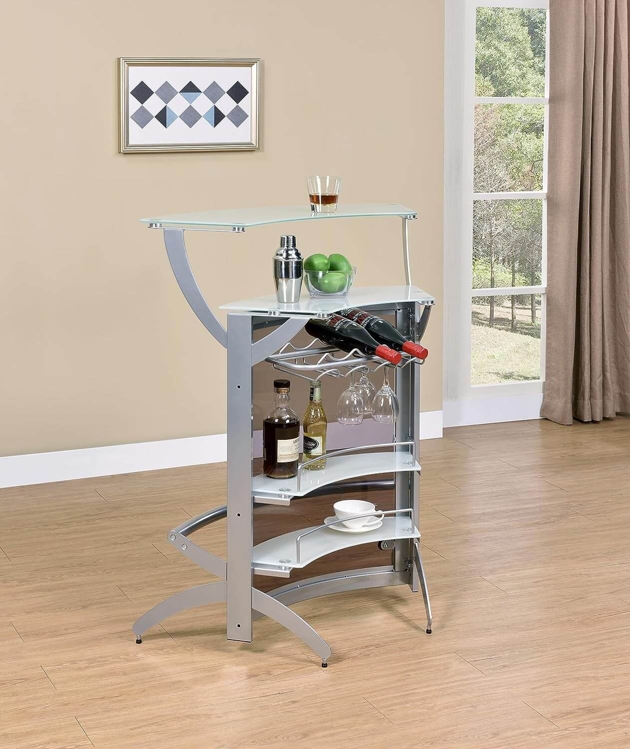 Dallas 2-Shelf Curved Bar Unit