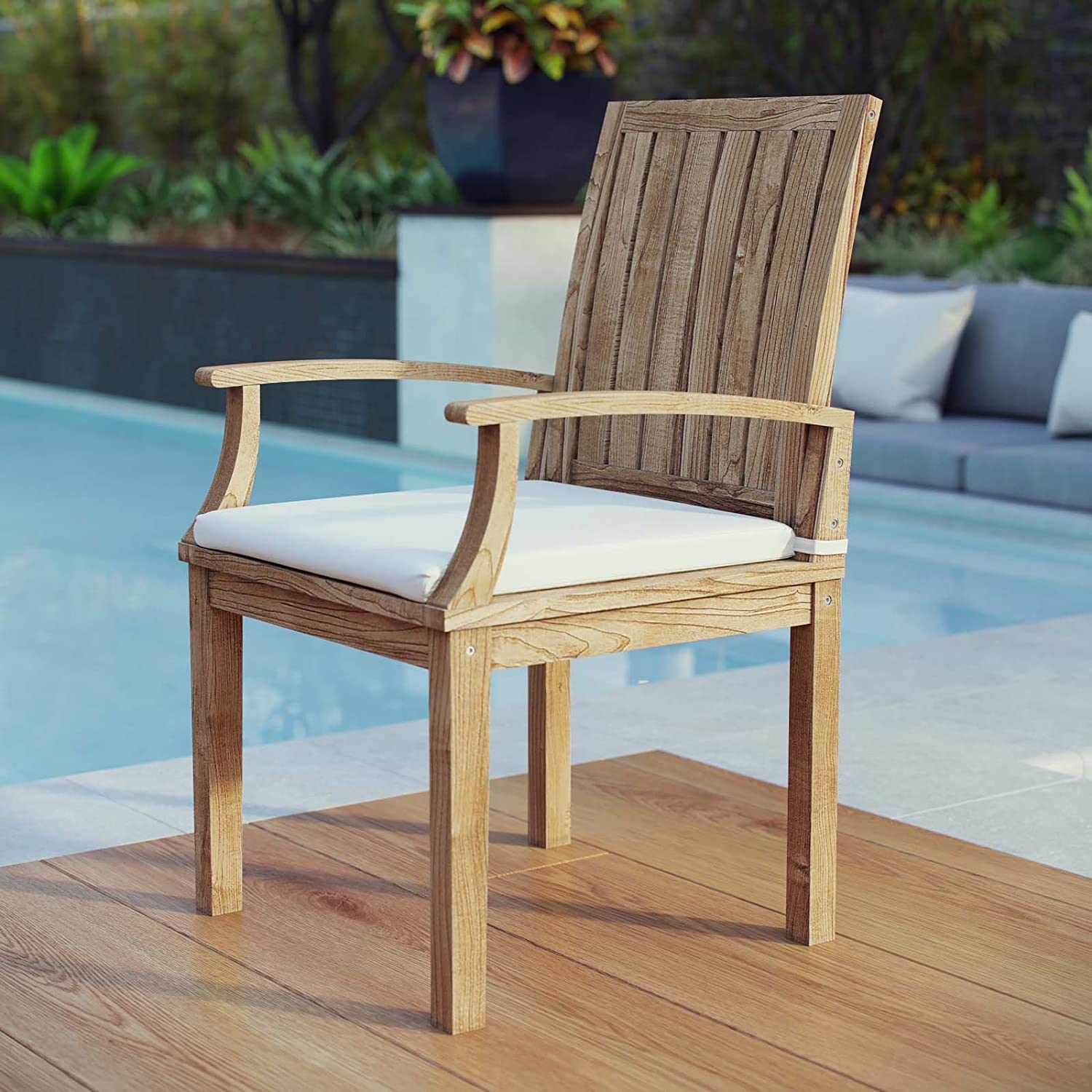 Marina Outdoor Patio Teak Dining Arm Chair