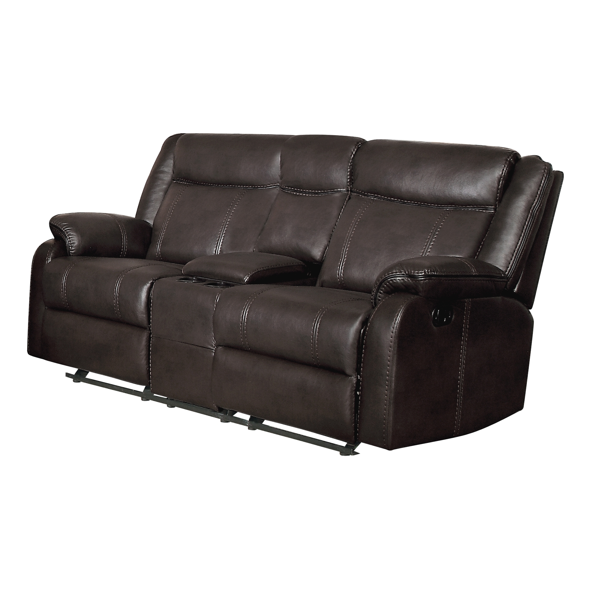 Jude Leatherette Double Glider Reclining Loveseat w/Console