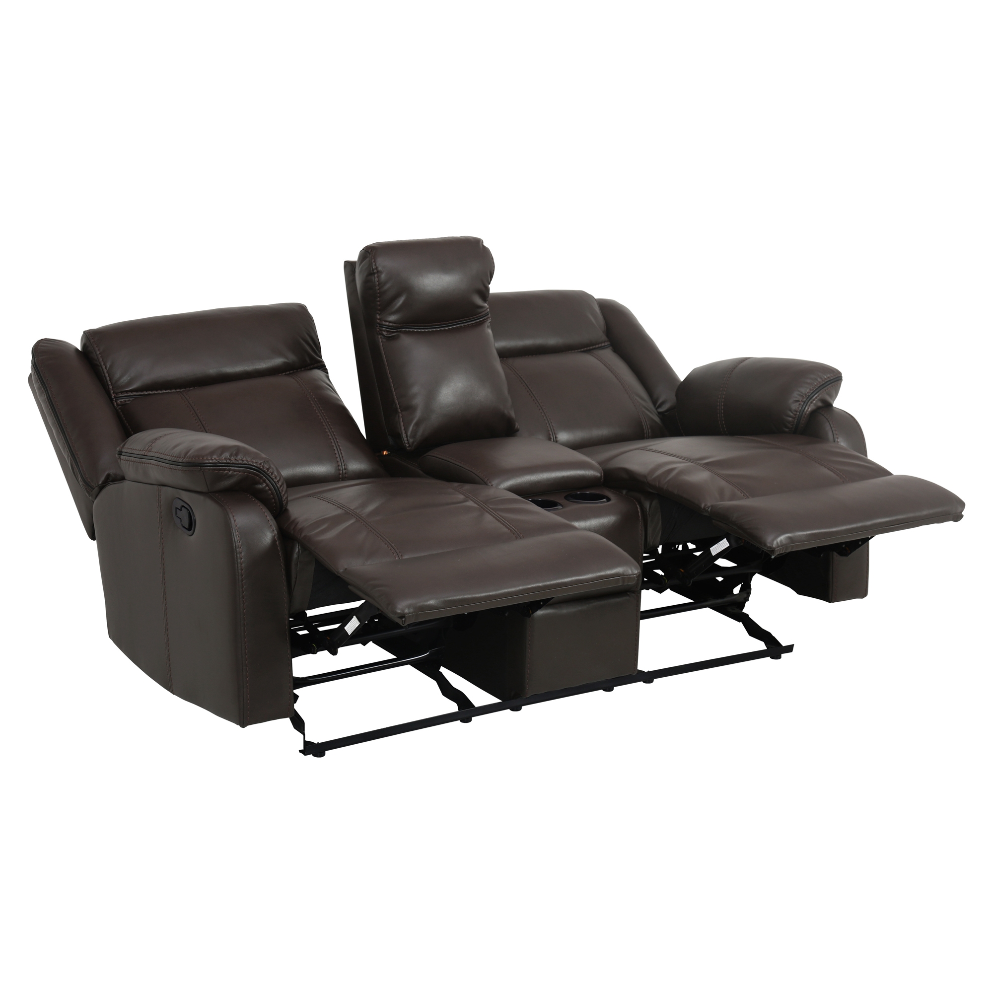Jude Leatherette Double Glider Reclining Loveseat w/Console
