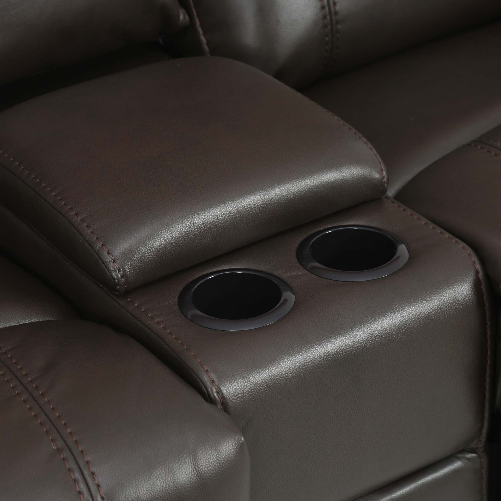 Jude Leatherette Double Glider Reclining Loveseat w/Console