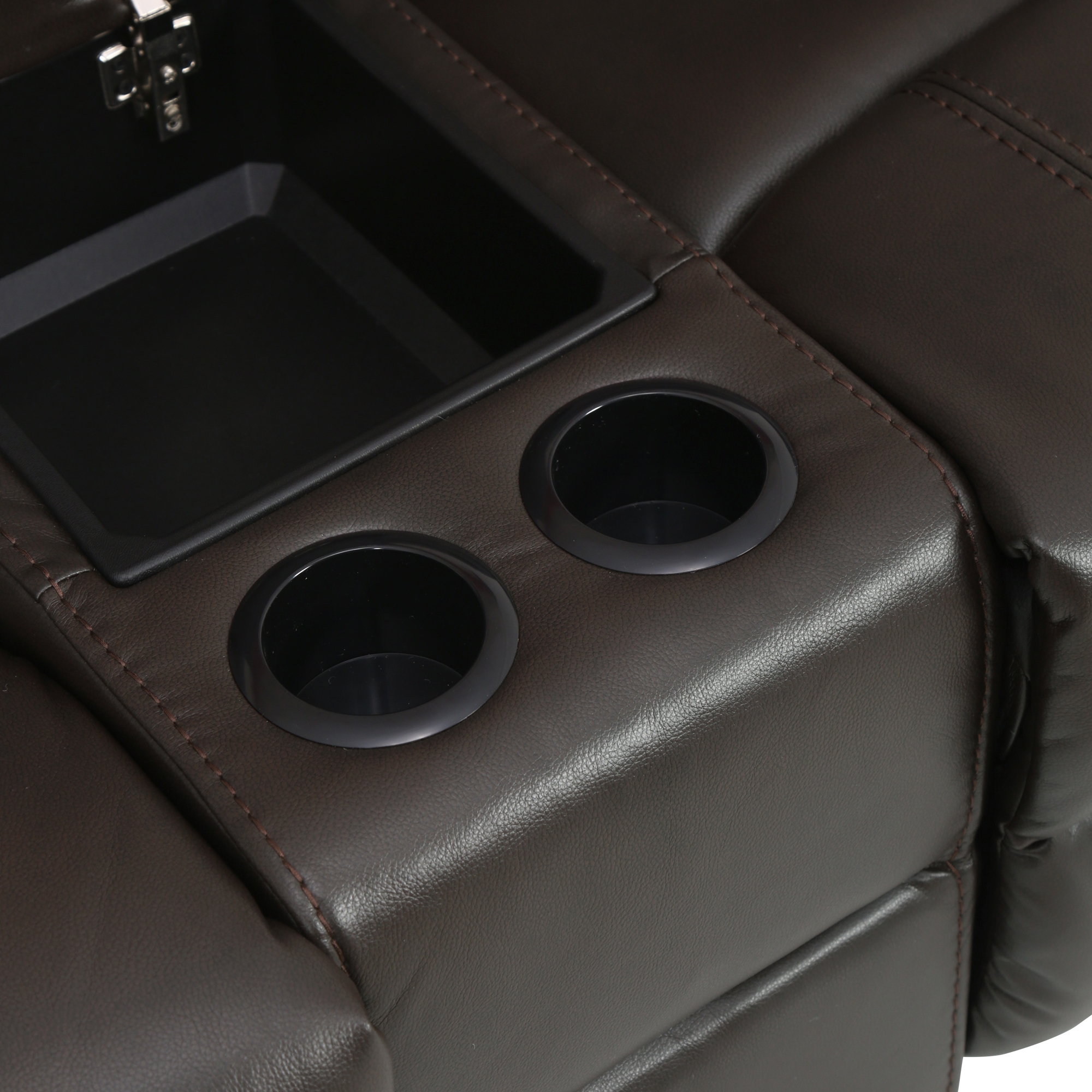 Jude Leatherette Double Glider Reclining Loveseat w/Console
