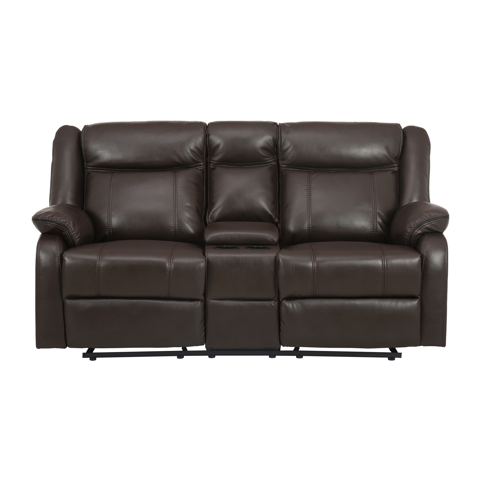 Jude Leatherette Double Glider Reclining Loveseat w/Console
