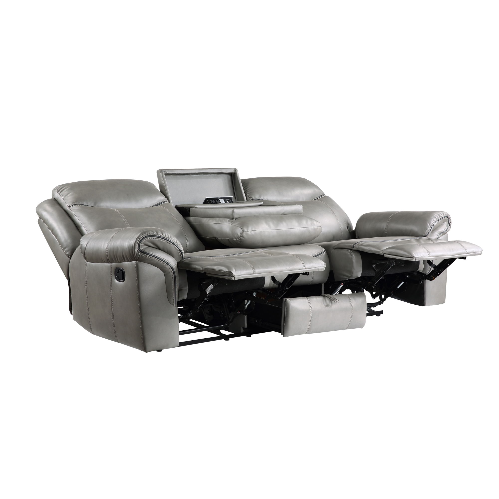 Aram Leatherette Double Reclining Sofa