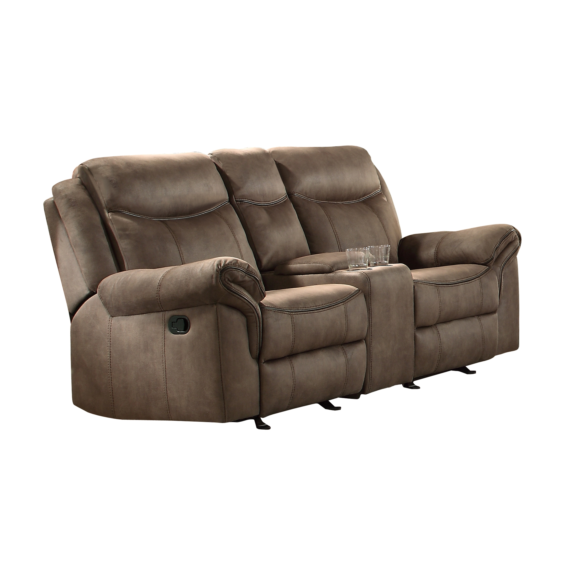 Aram Double Glider Microfiber Reclining Loveseat