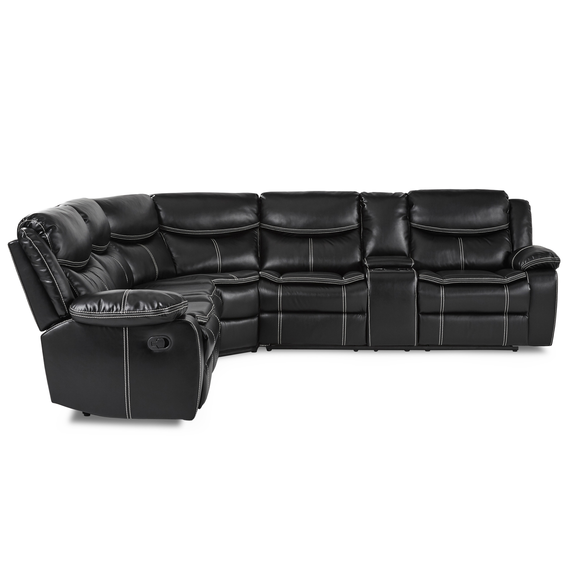 Bastrop Leatherette/Wood Match Reclining Sectional