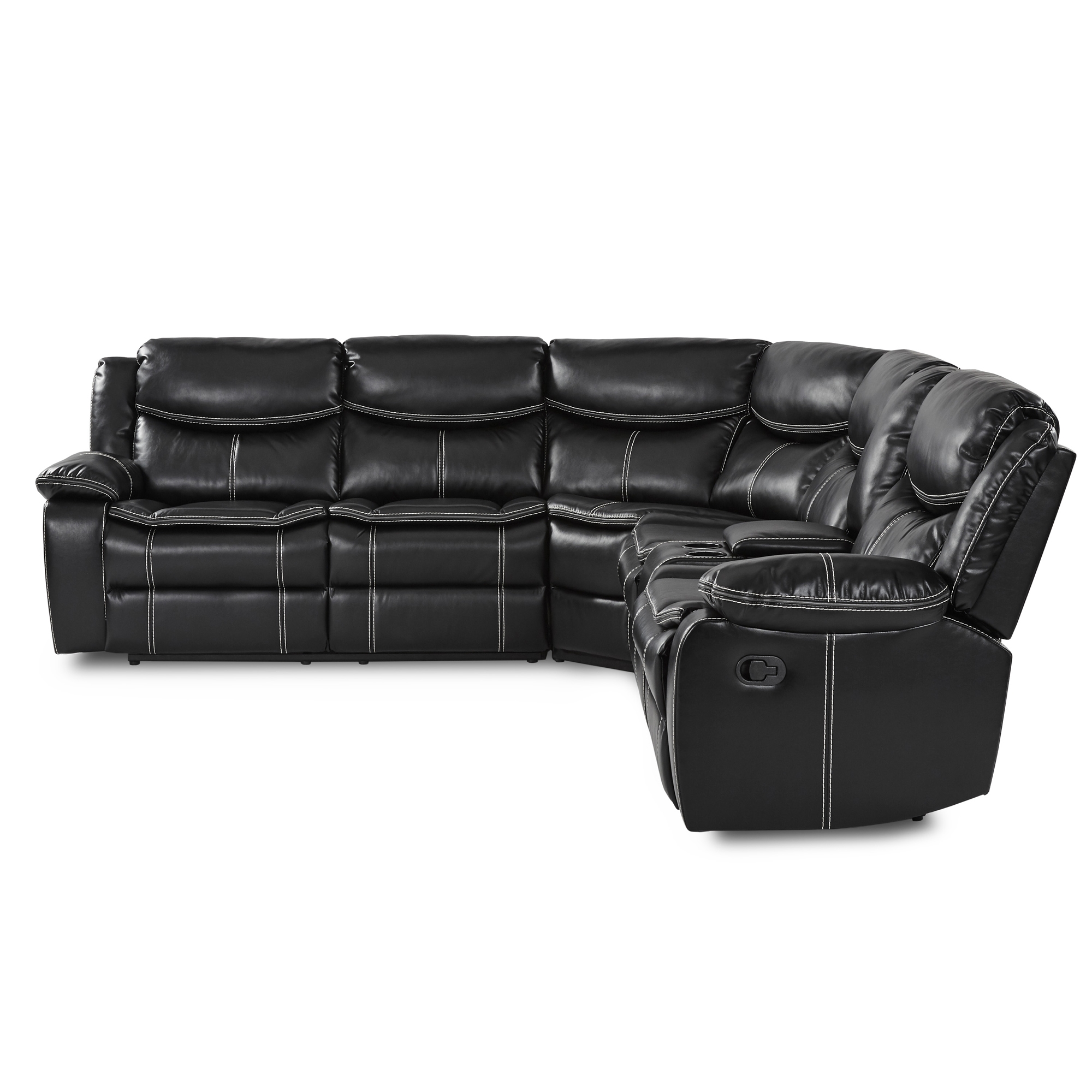 Bastrop Leatherette/Wood Match Reclining Sectional