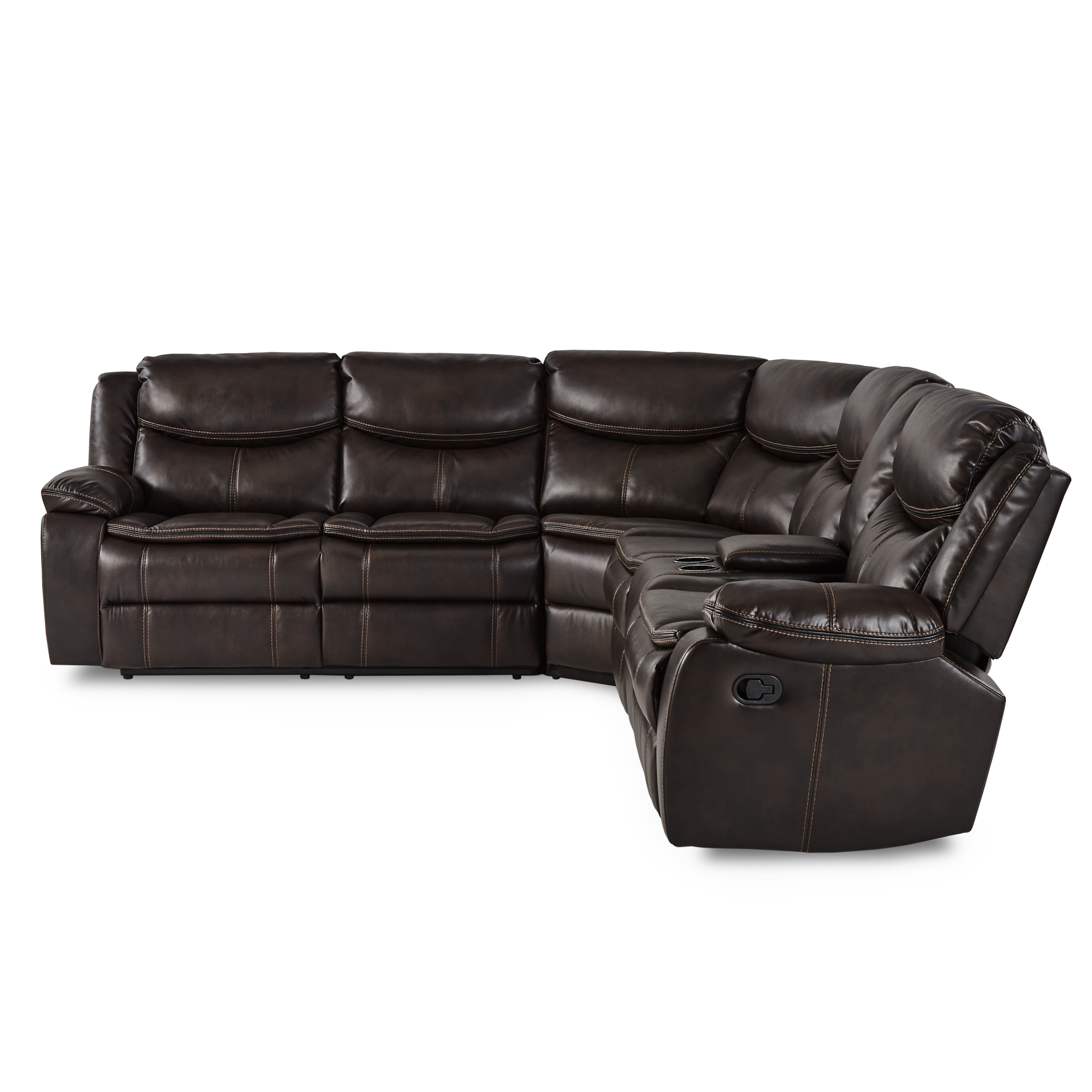 Bastrop Leatherette/Wood Match Reclining Sectional