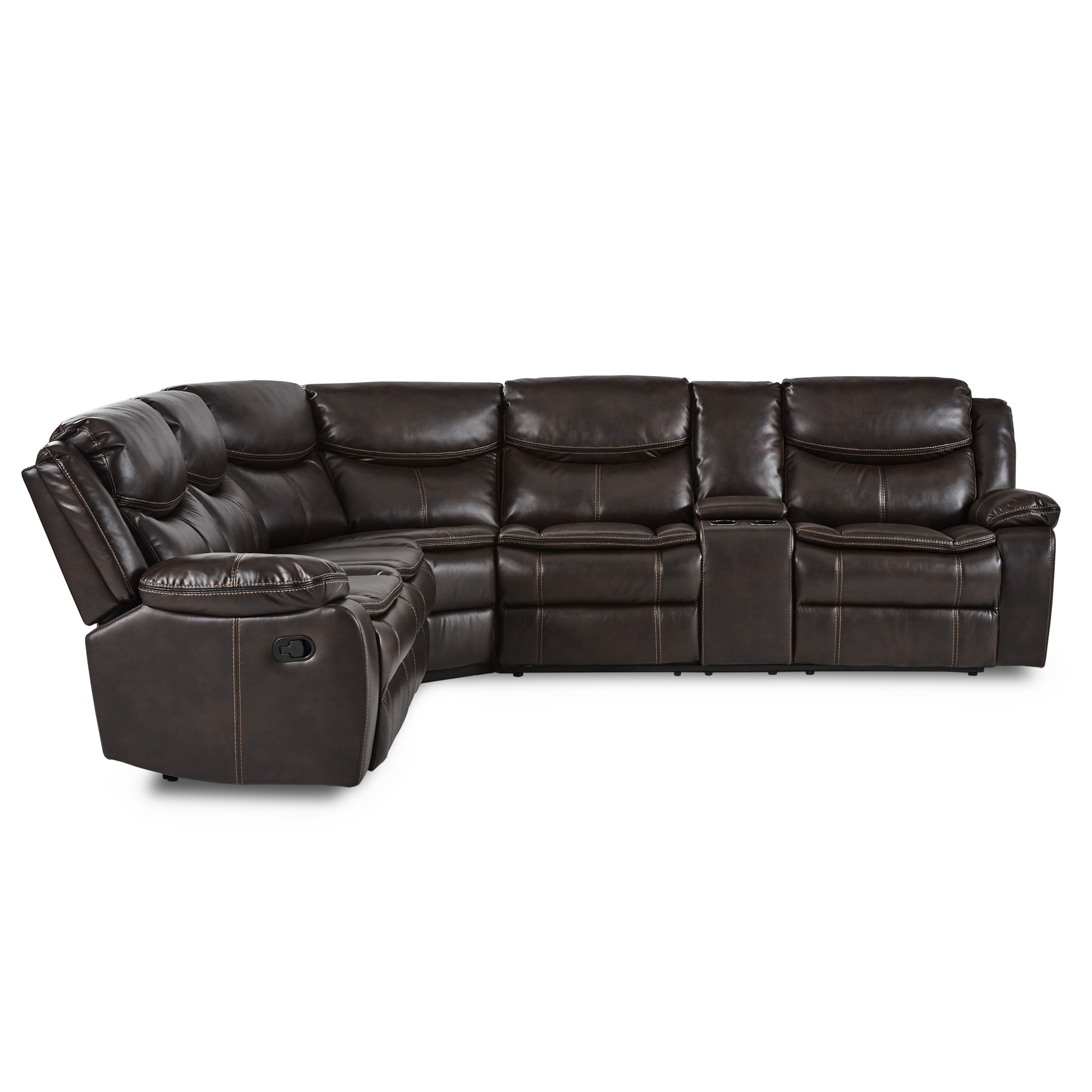 Bastrop Leatherette/Wood Match Reclining Sectional