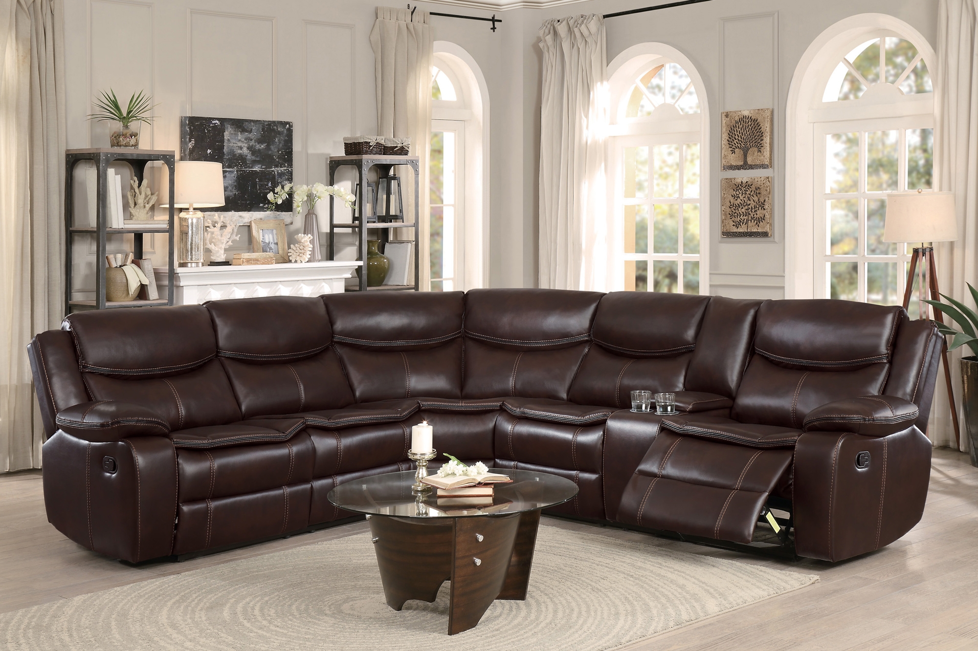 Bastrop Leatherette/Microfiber Match Reclining Sectional