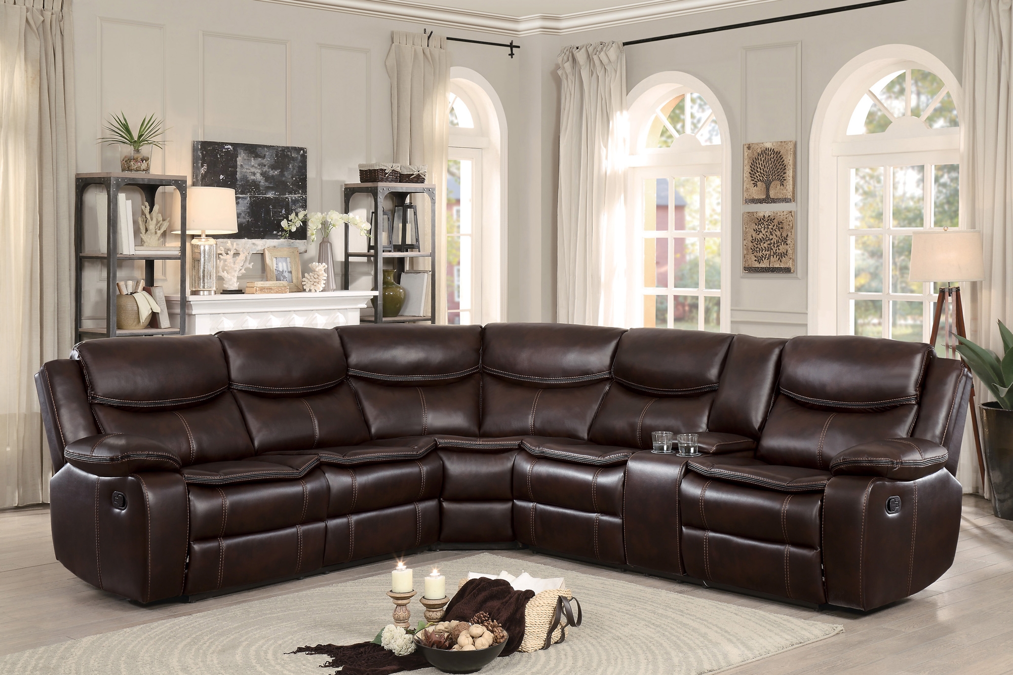 Bastrop Leatherette/Microfiber Match Reclining Sectional