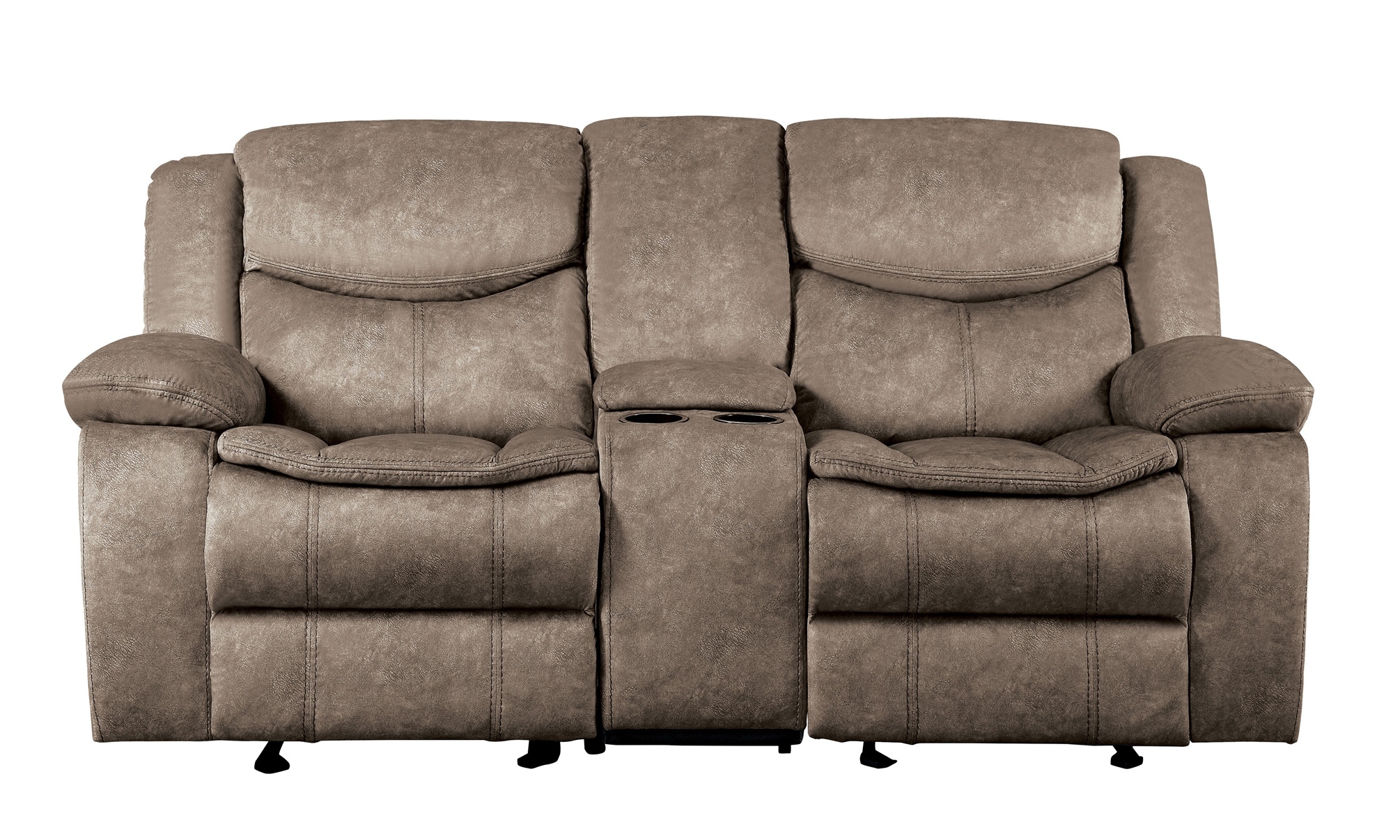 Bastrop Leather Gel Match Double Glider Reclining Love Seat w/Console - Thumbnail 2