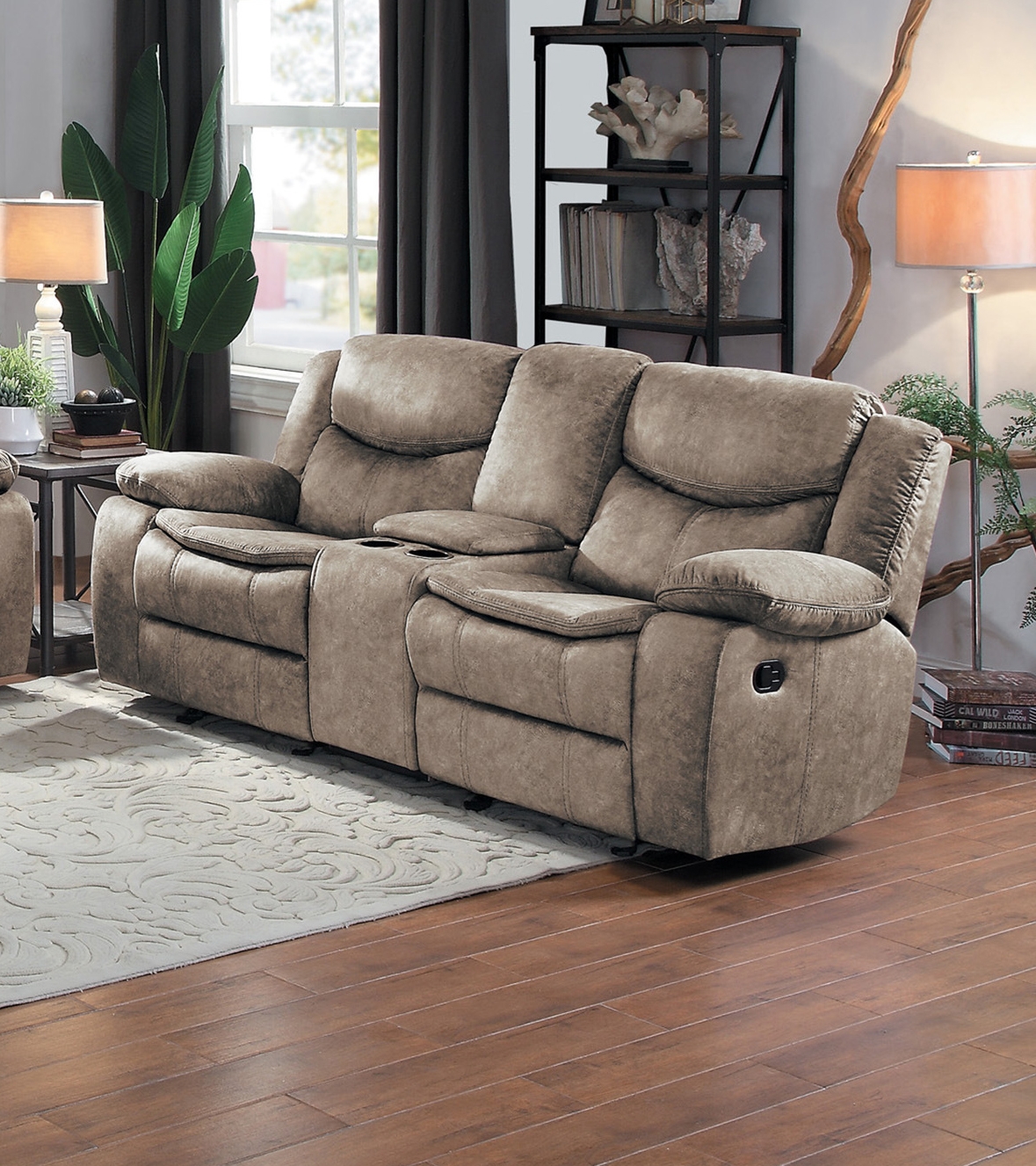 Bastrop Leather Gel Match/Microfiber Double Reclining Sofa
