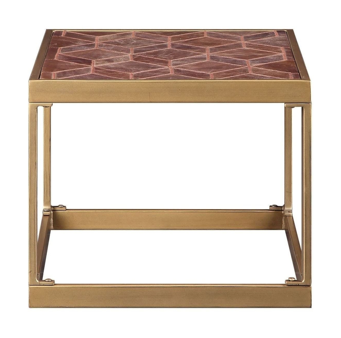 Genevieve Top Grain Leather/Metal End Table