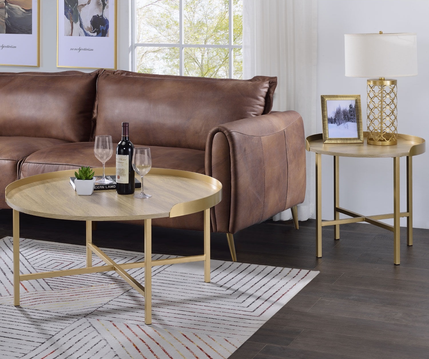 Mithea Wood/Metal Round End Table