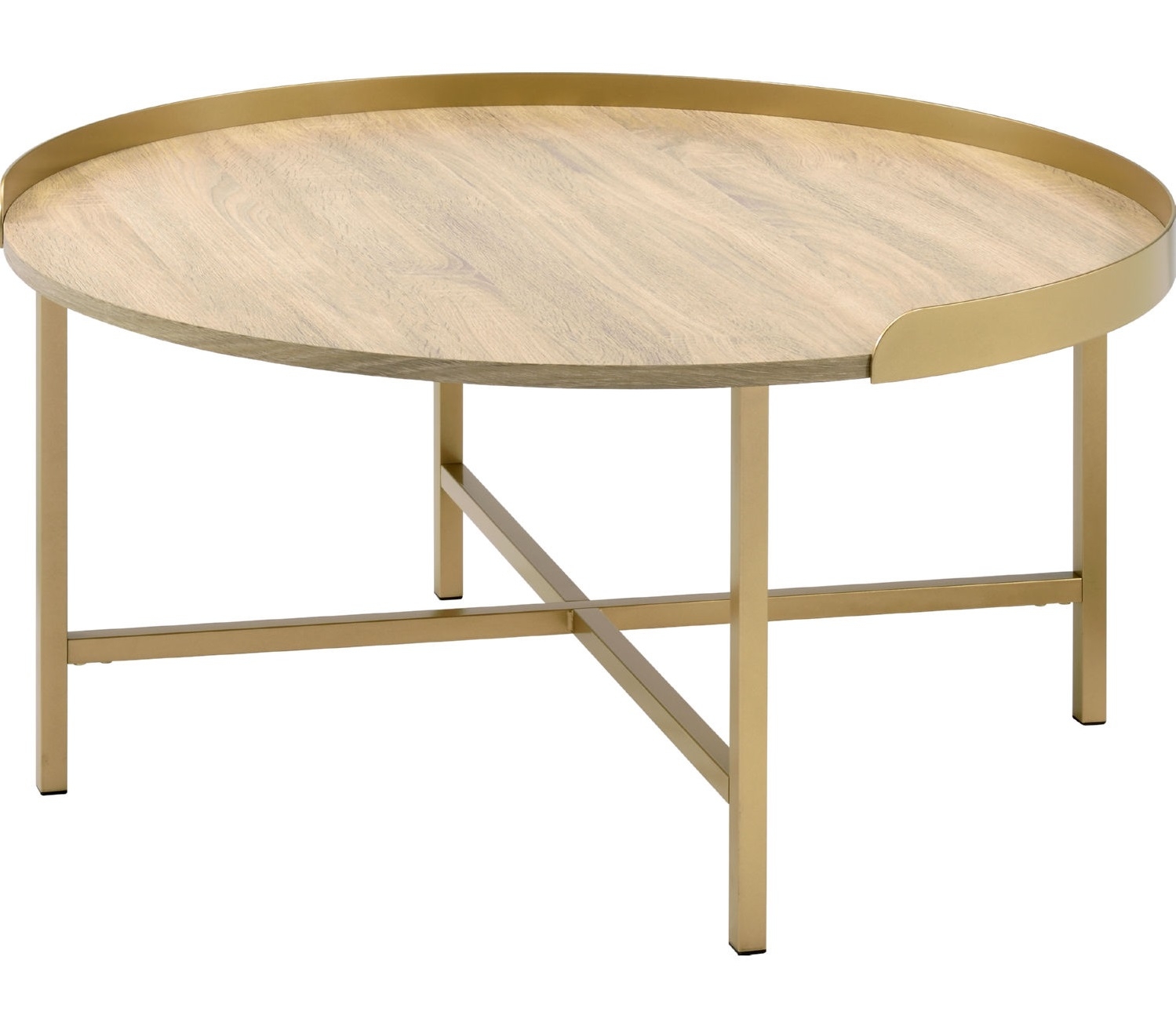 Mithea Wood/Metal Round Coffee Table Set