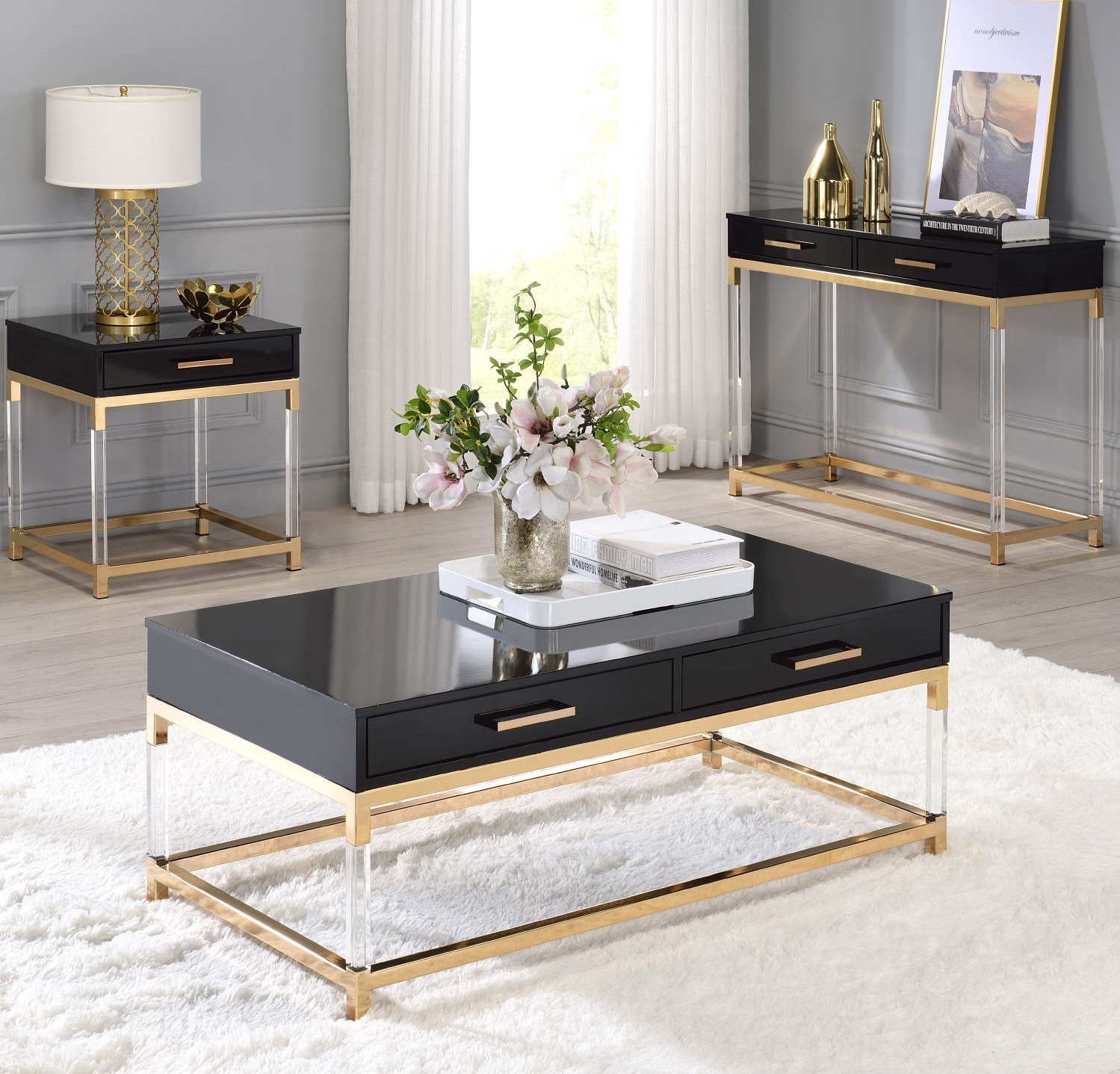 Adiel Metal Storage Coffee Table w/2 Drawers