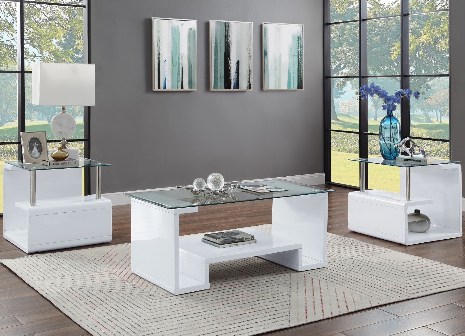 Nevaeh Glass Square End Table
