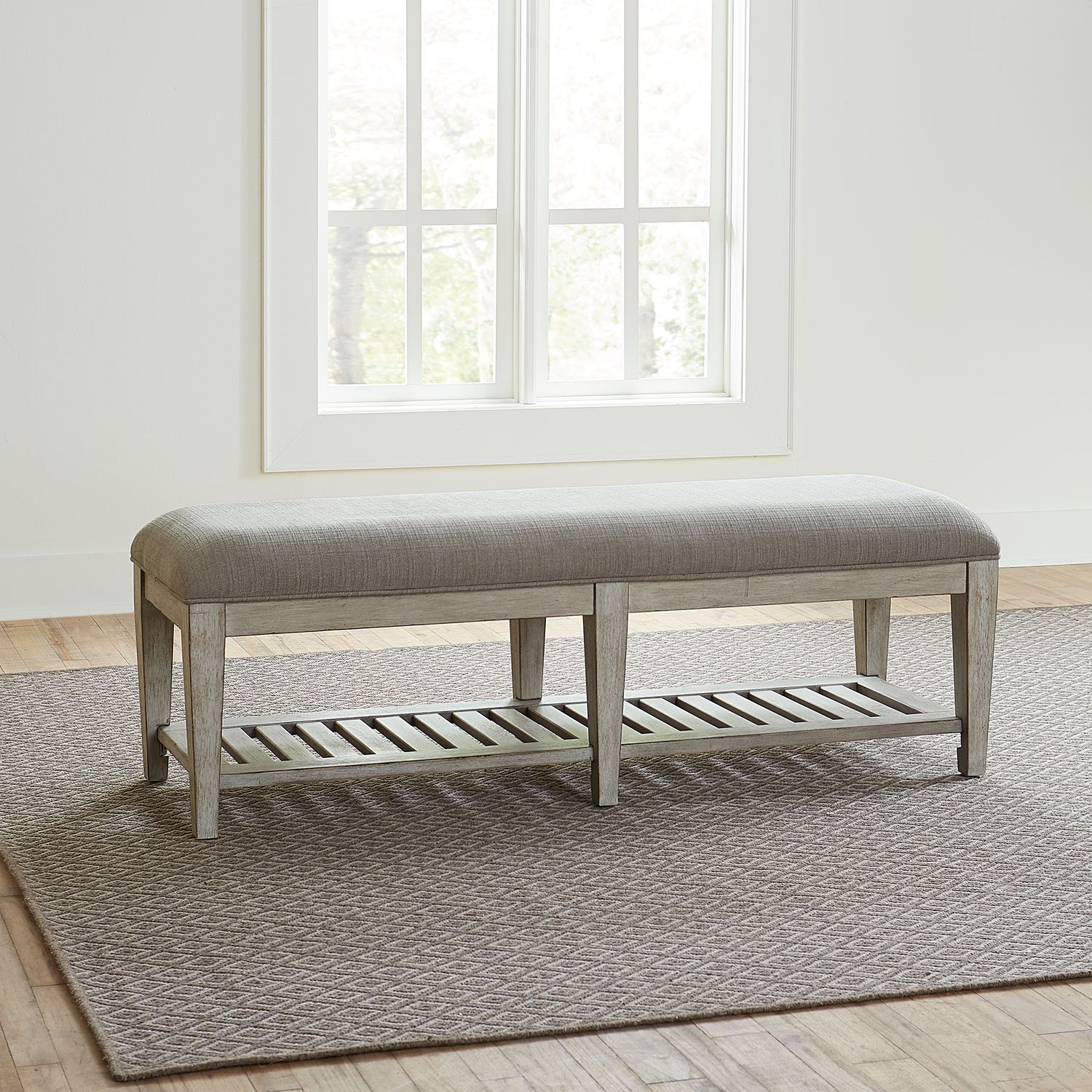 Heartland Linen Chenille/Wood Bed Bench