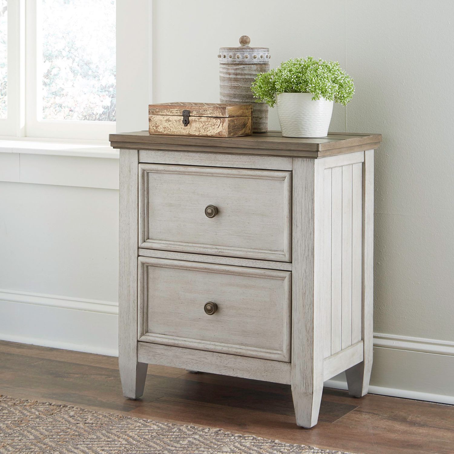 Heartland Wood 2-Drawer Night Stand w/Charging Station