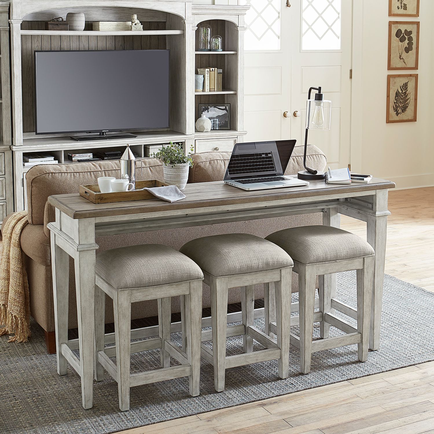 Heartland Fabric/Wood Console Stool
