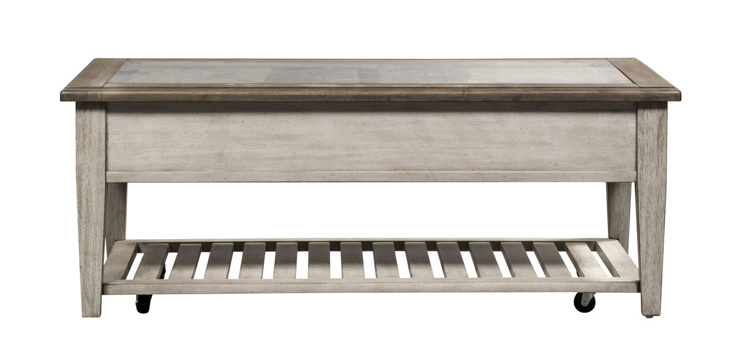 Heartland Rectangular Glass/Wood 2-Drawer Ceiling Tile Cocktail Table