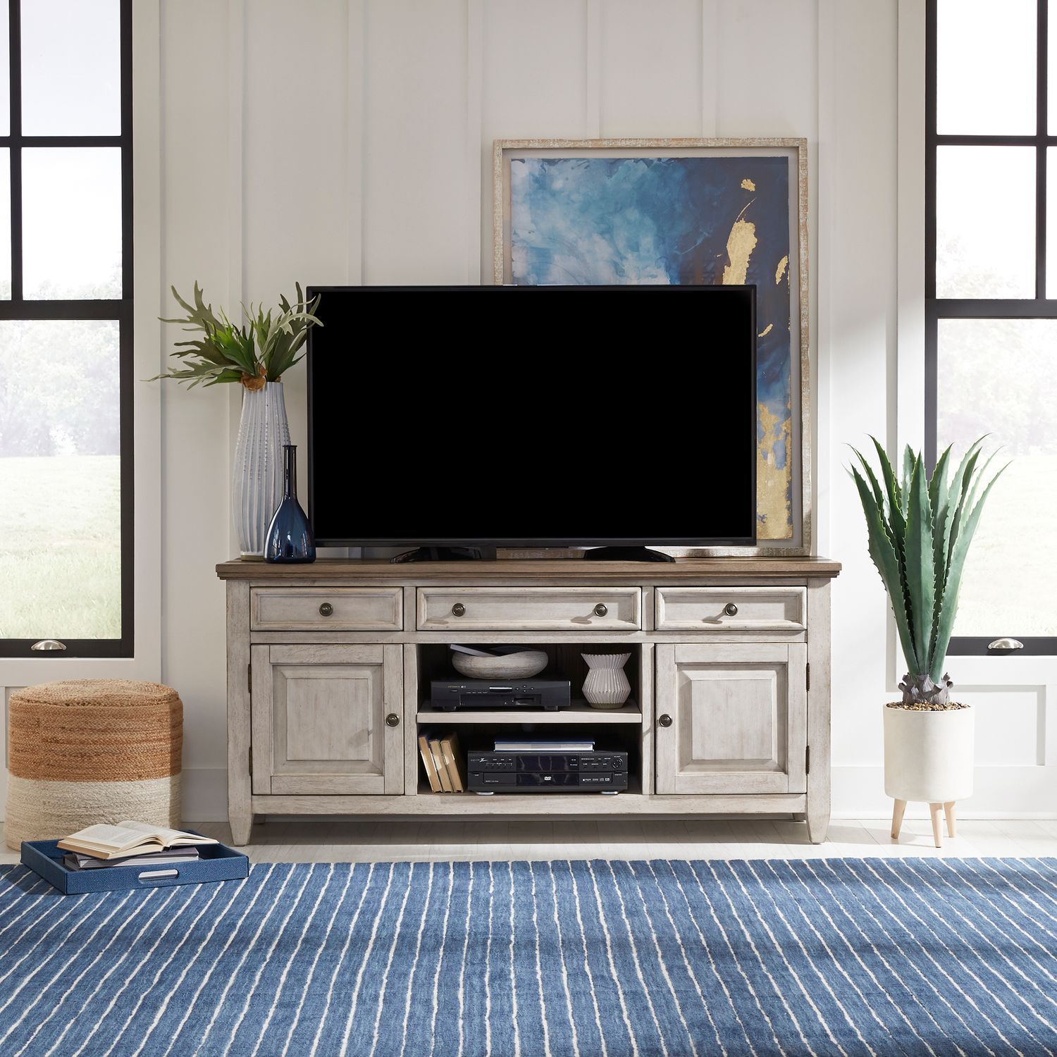 Heartland 66-inch Wood 3-Drawer 2-Door Tile TV Console