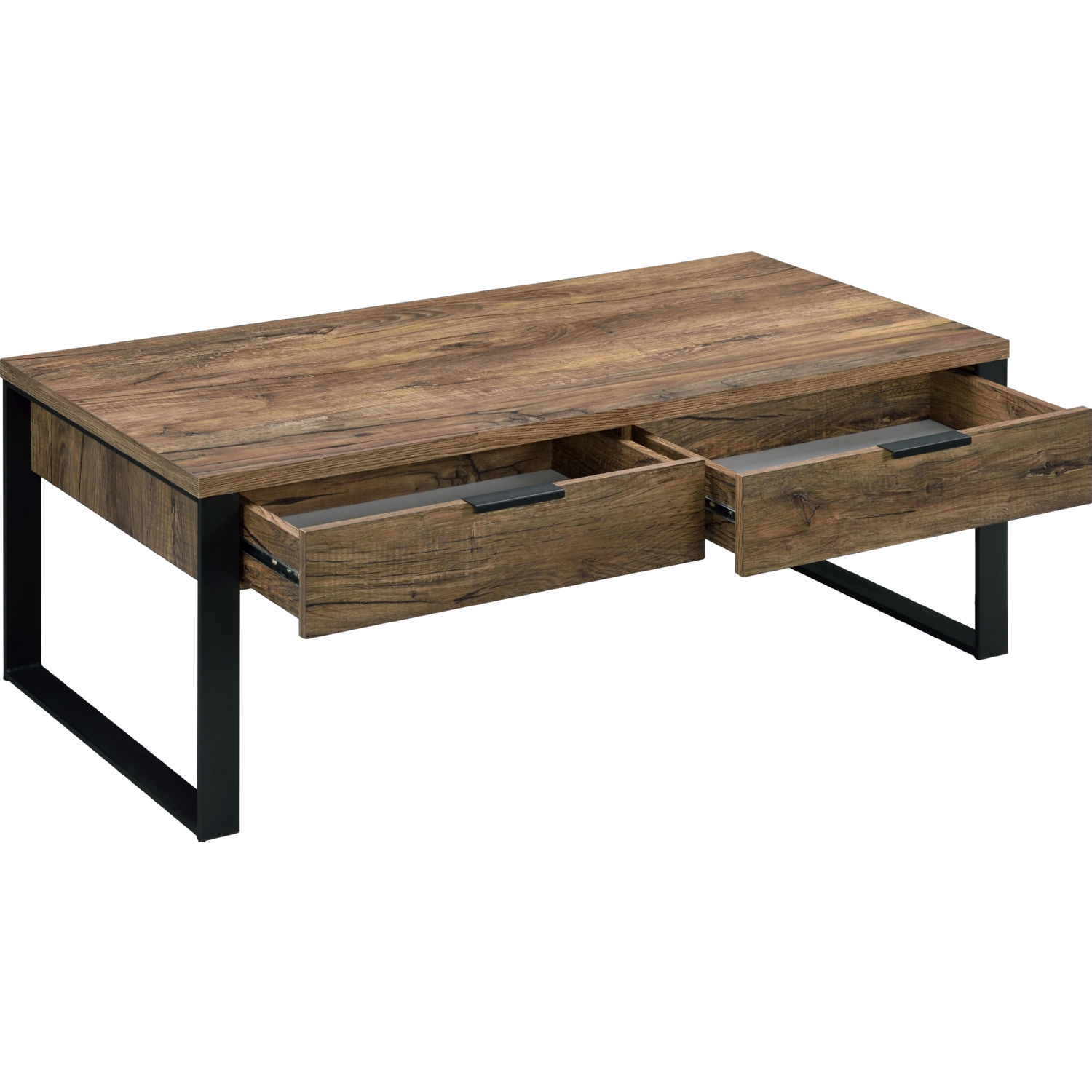 Aflo Wood/Metal Rectangular Storage Coffee Table w/2 Drawers