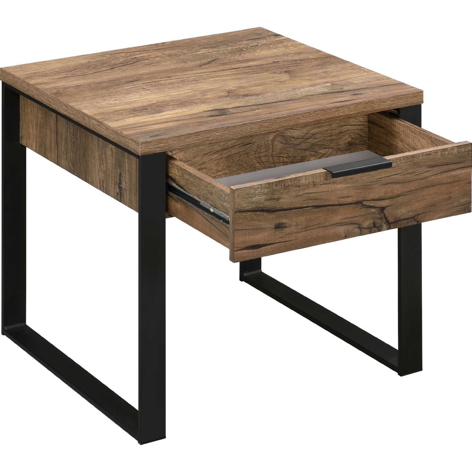 Aflo Wood/Metal Square Storage End Table w/Drawer