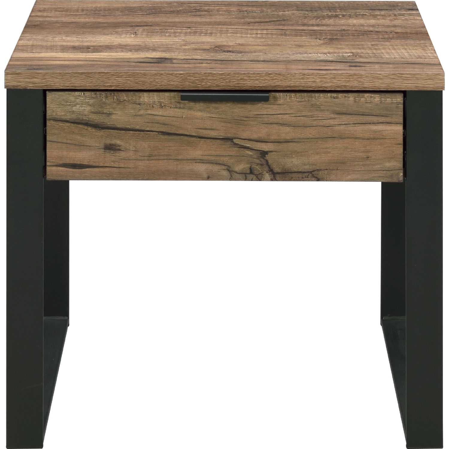 Aflo Wood/Metal Square Storage End Table w/Drawer