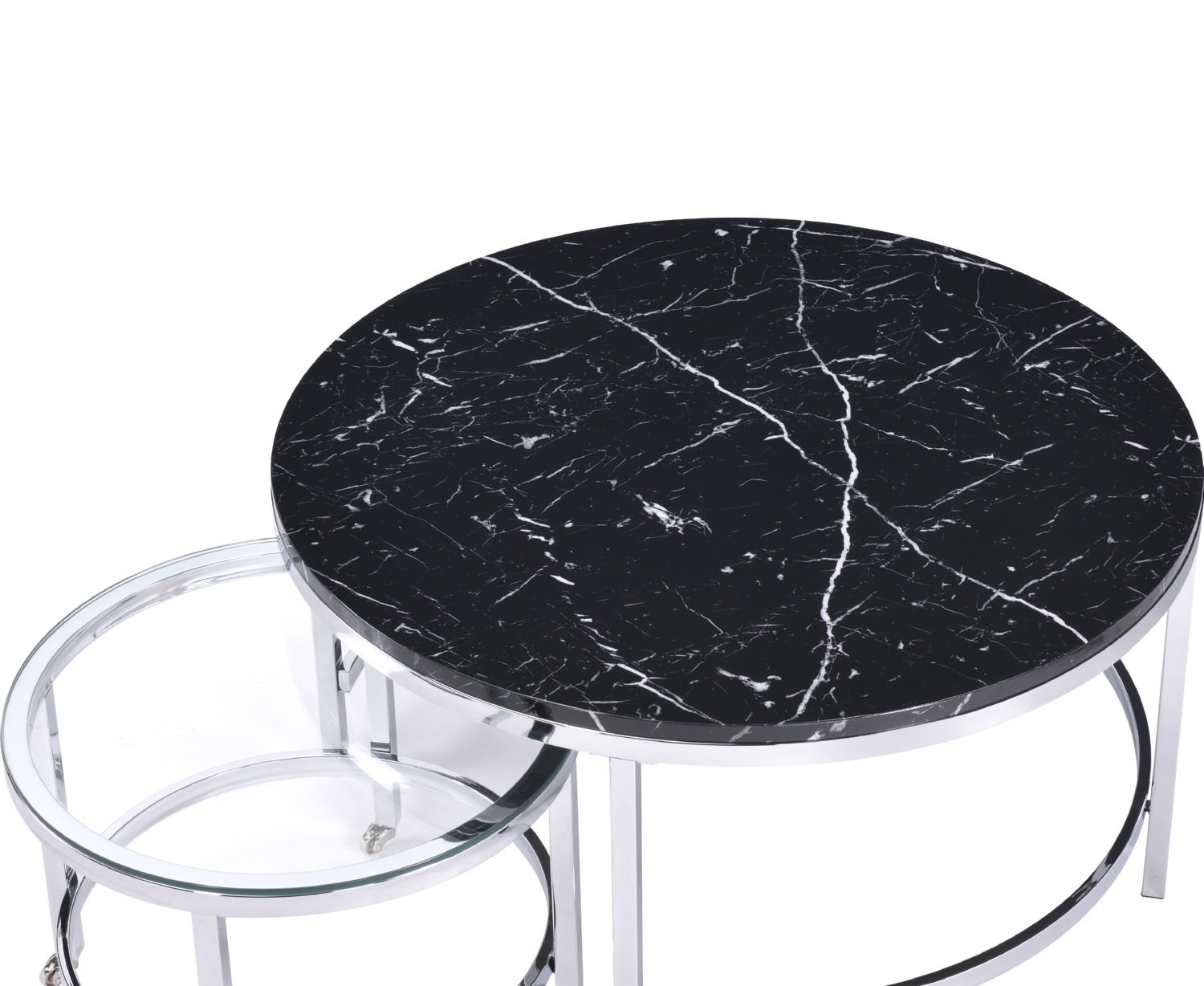 Virlana Faux Marble/Glass Round Nesting Coffee Table