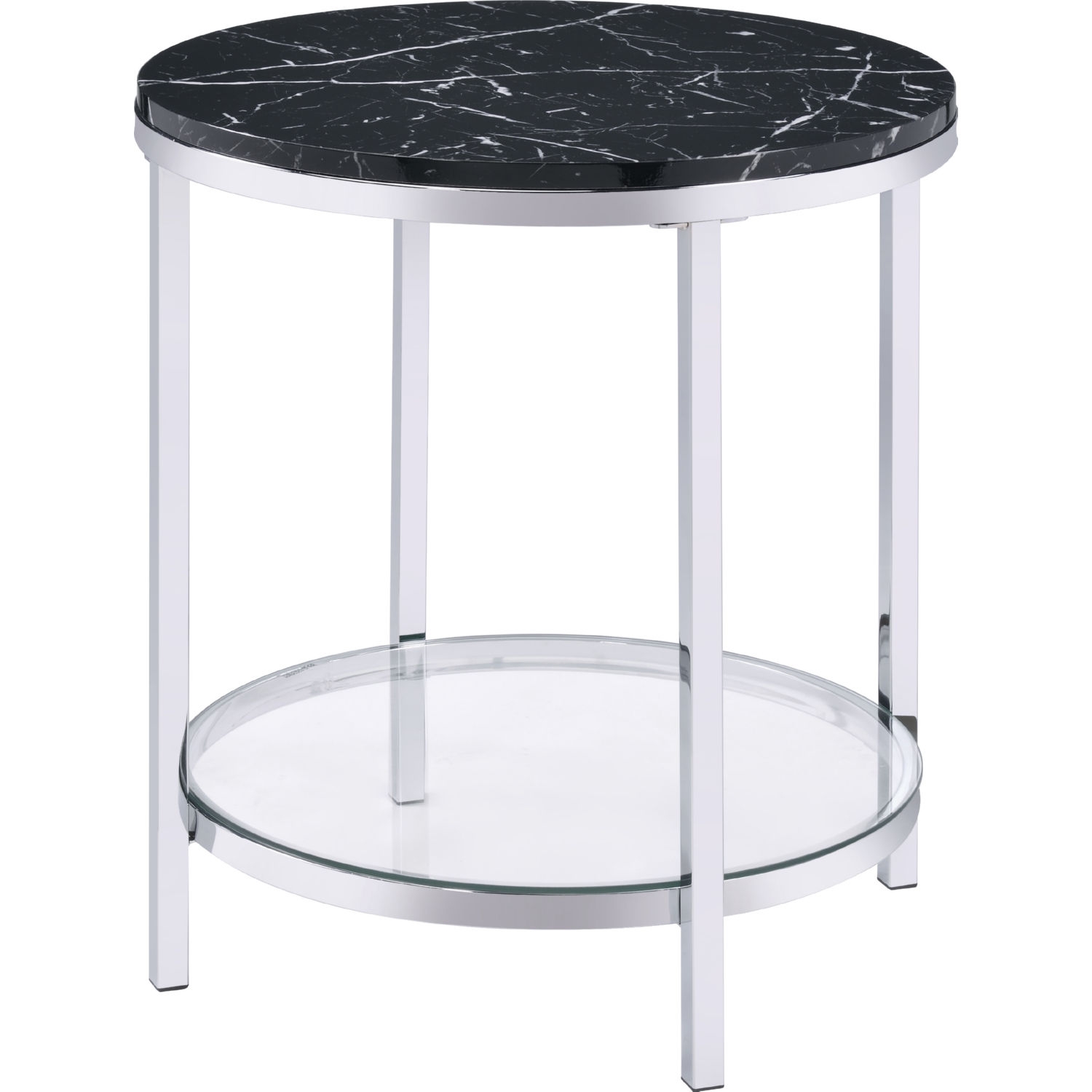 Virlana Faux Marble/Glass Round Nesting Coffee Table Set