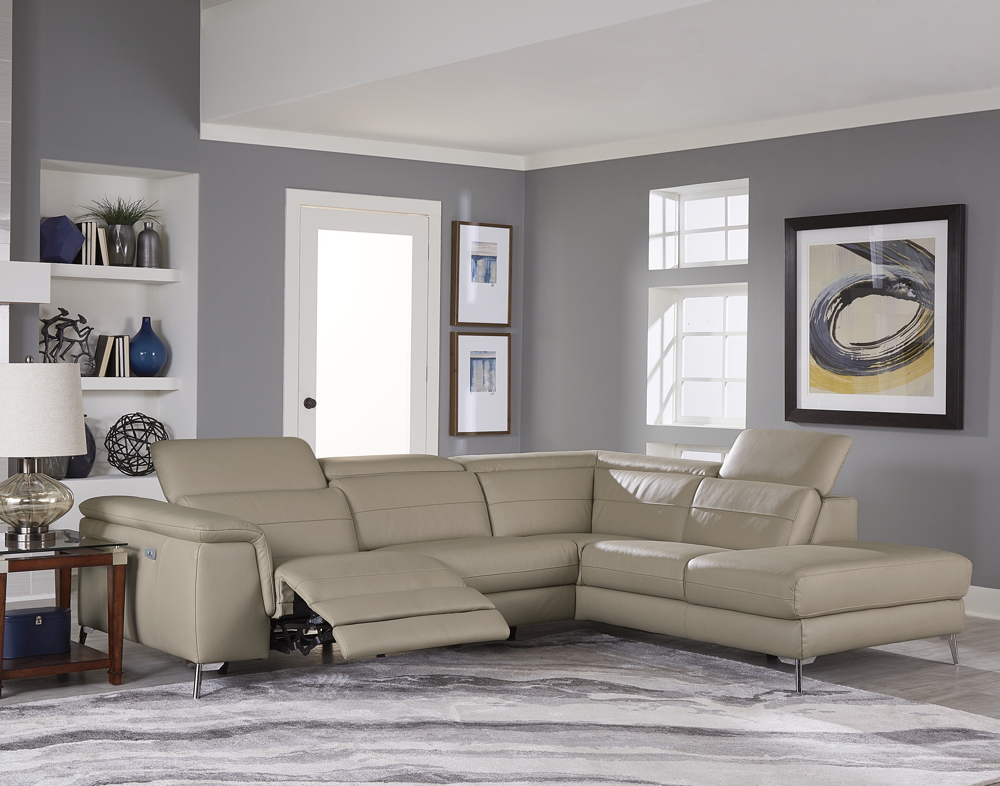 Cinque Leather Power Reclining Sectional