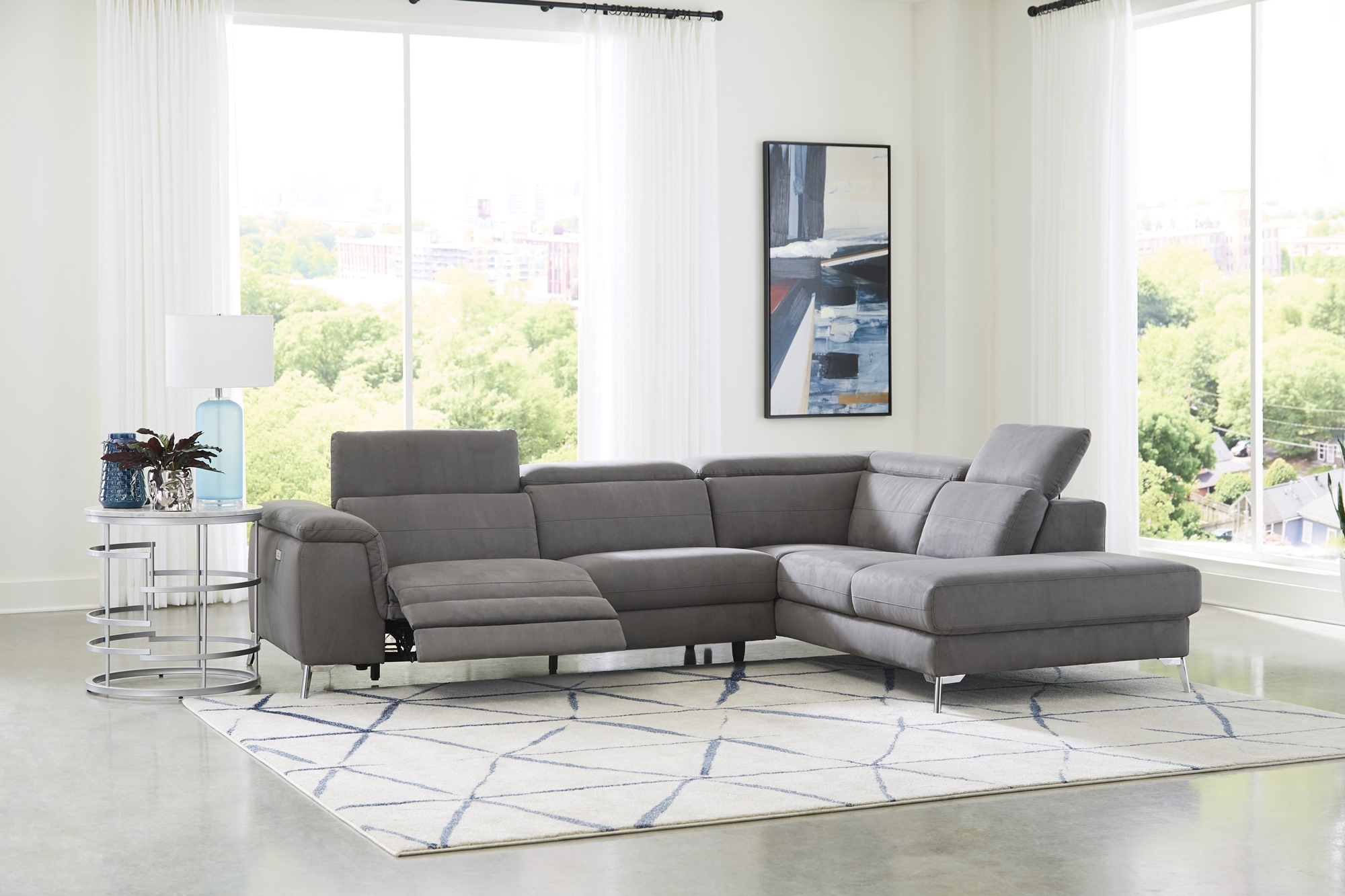 Cinque Leather Power Reclining Sectional