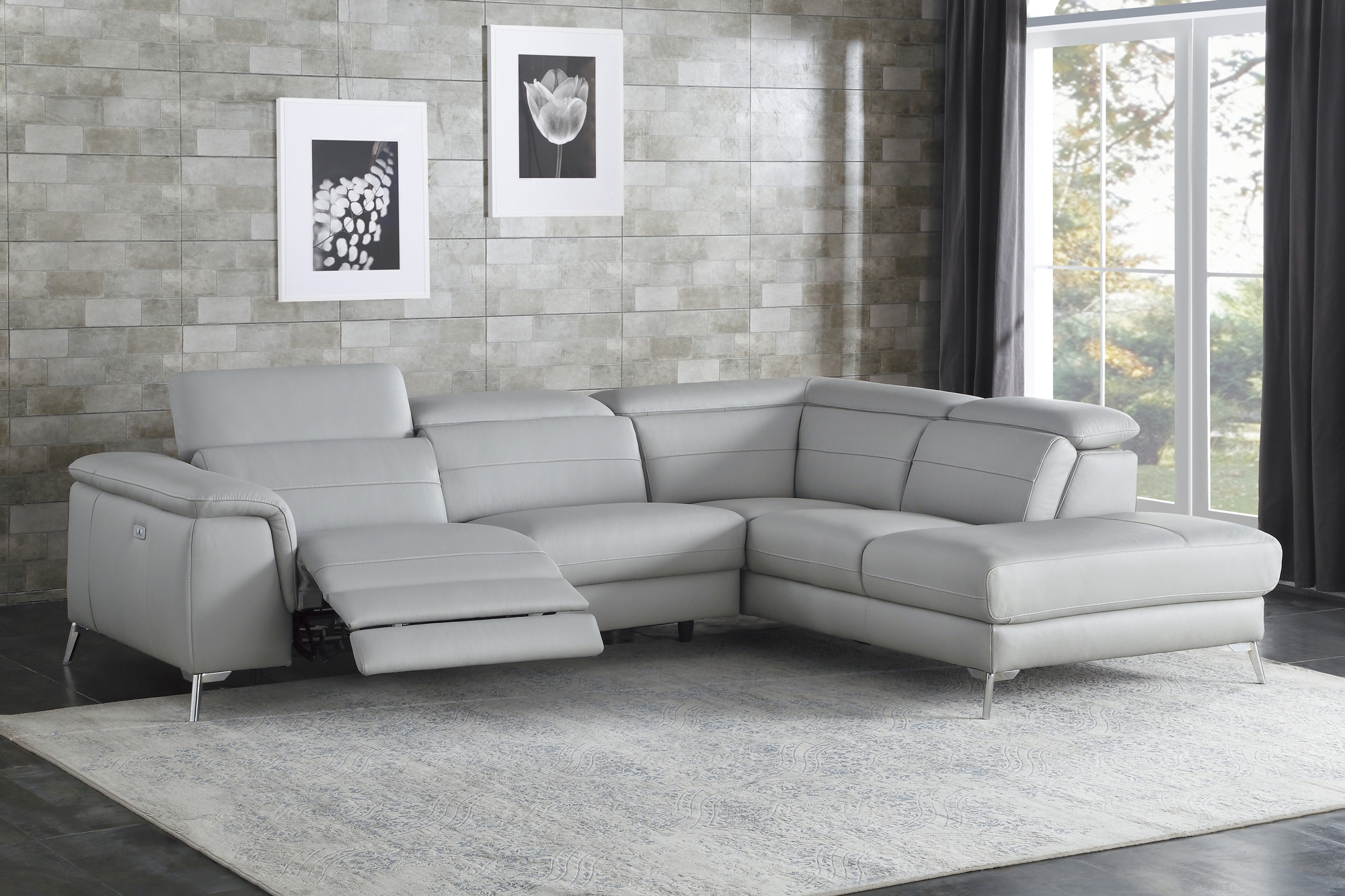 Cinque Leather Power Reclining Sectional