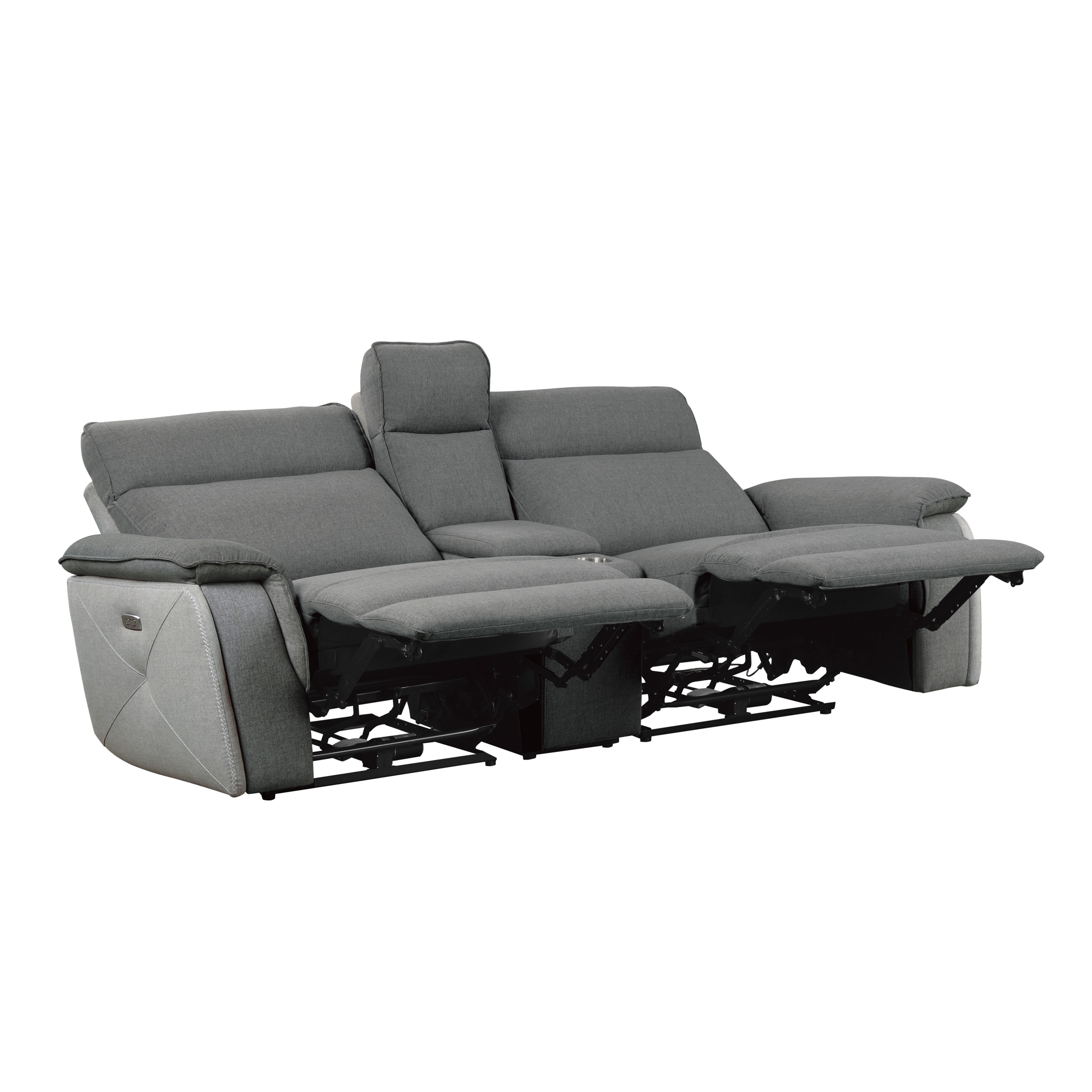 Maroni Fabric Power Double Reclining Loveseat w/Console