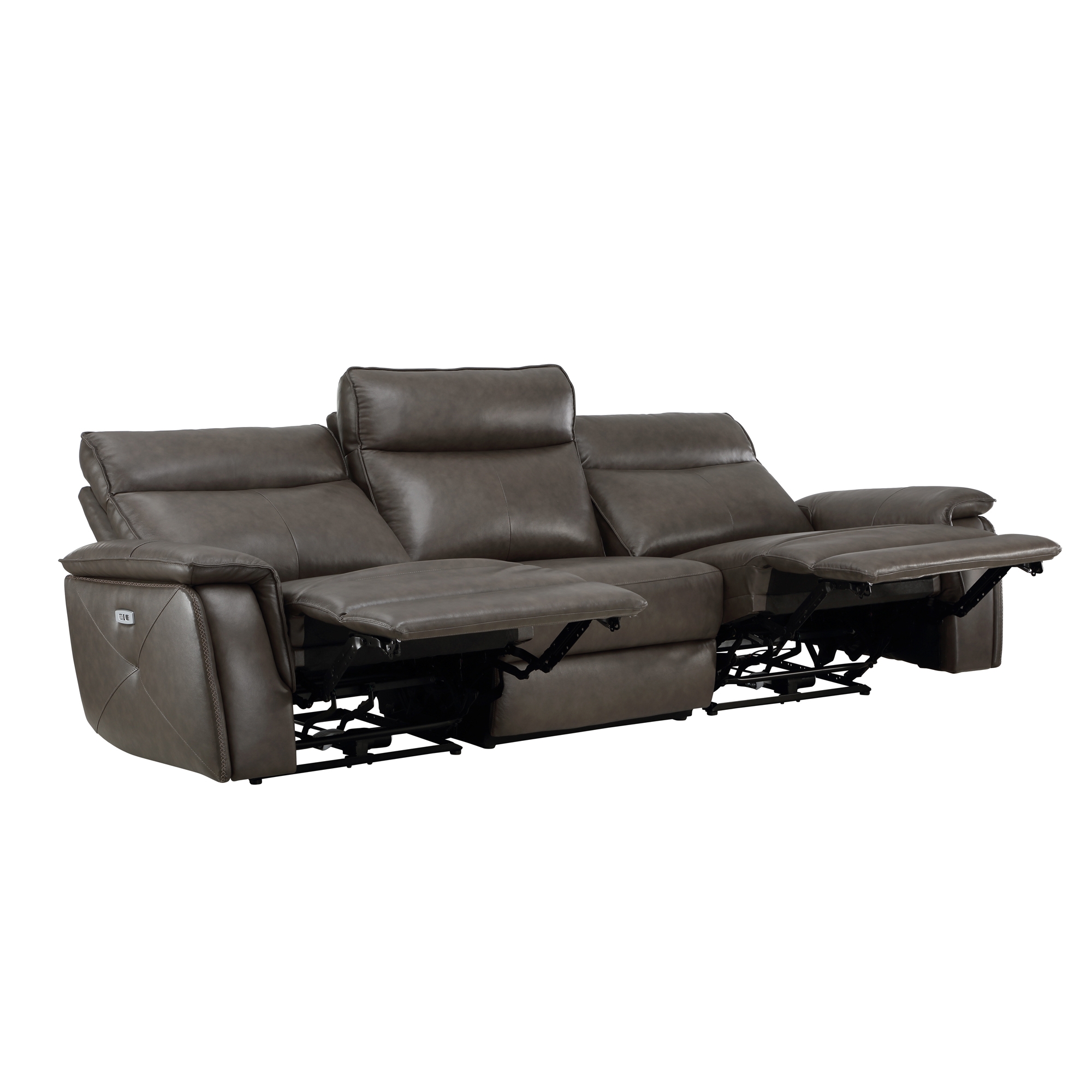 Maroni Leather/Leatherette Power Double Reclining Sofa w/Power Headrests