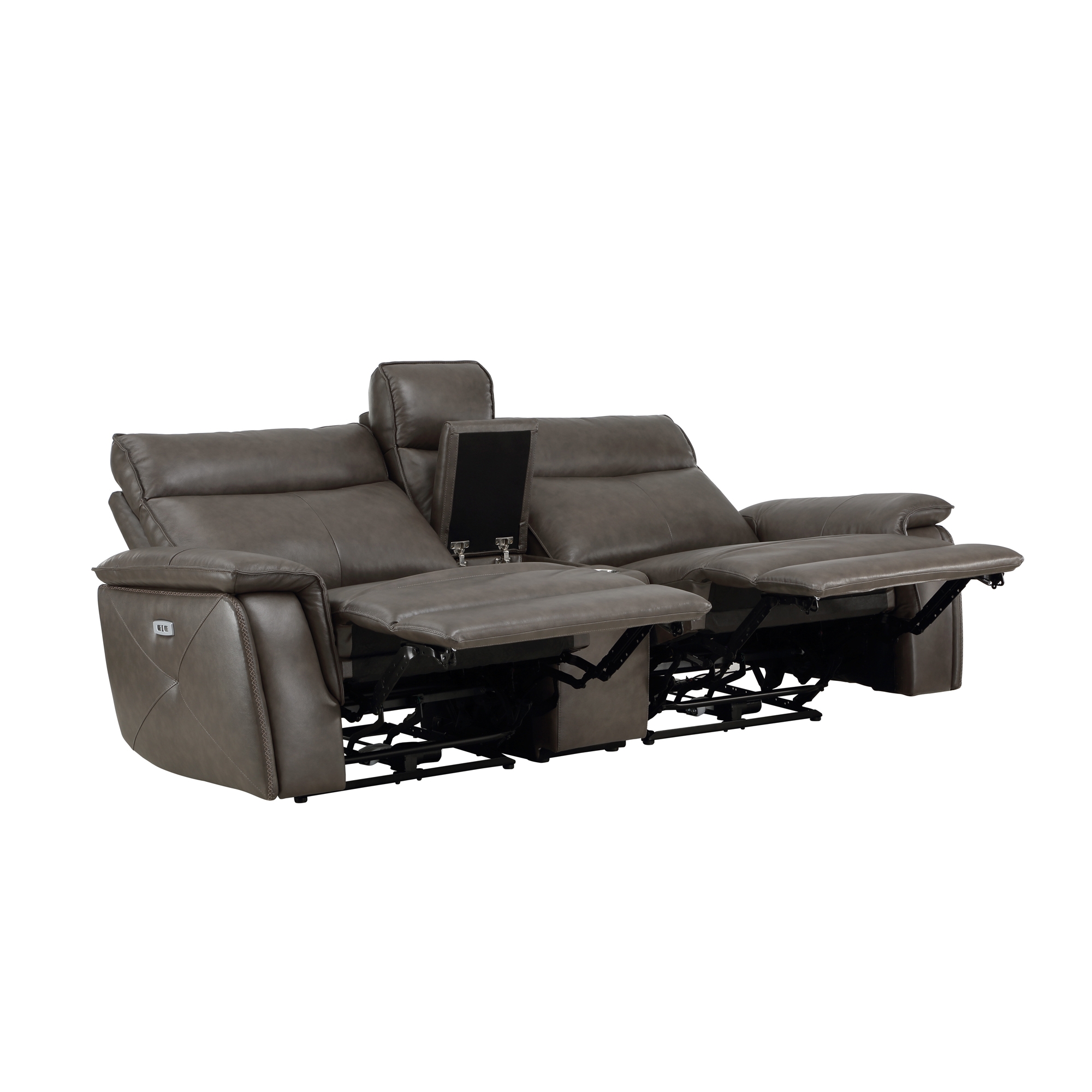 Maroni Leather/Leatherette Power Double Reclining Loveseat w/Console