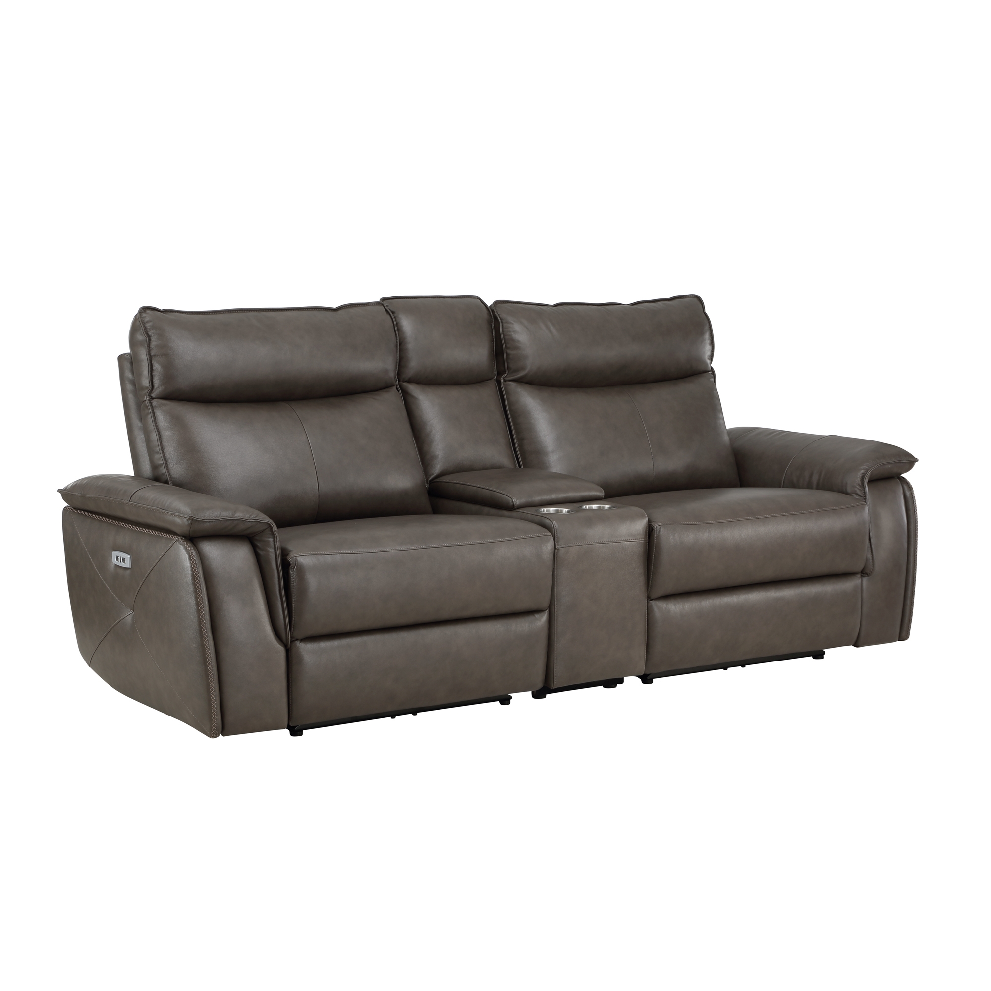Maroni Leather/Leatherette Power Double Reclining Loveseat w/Console