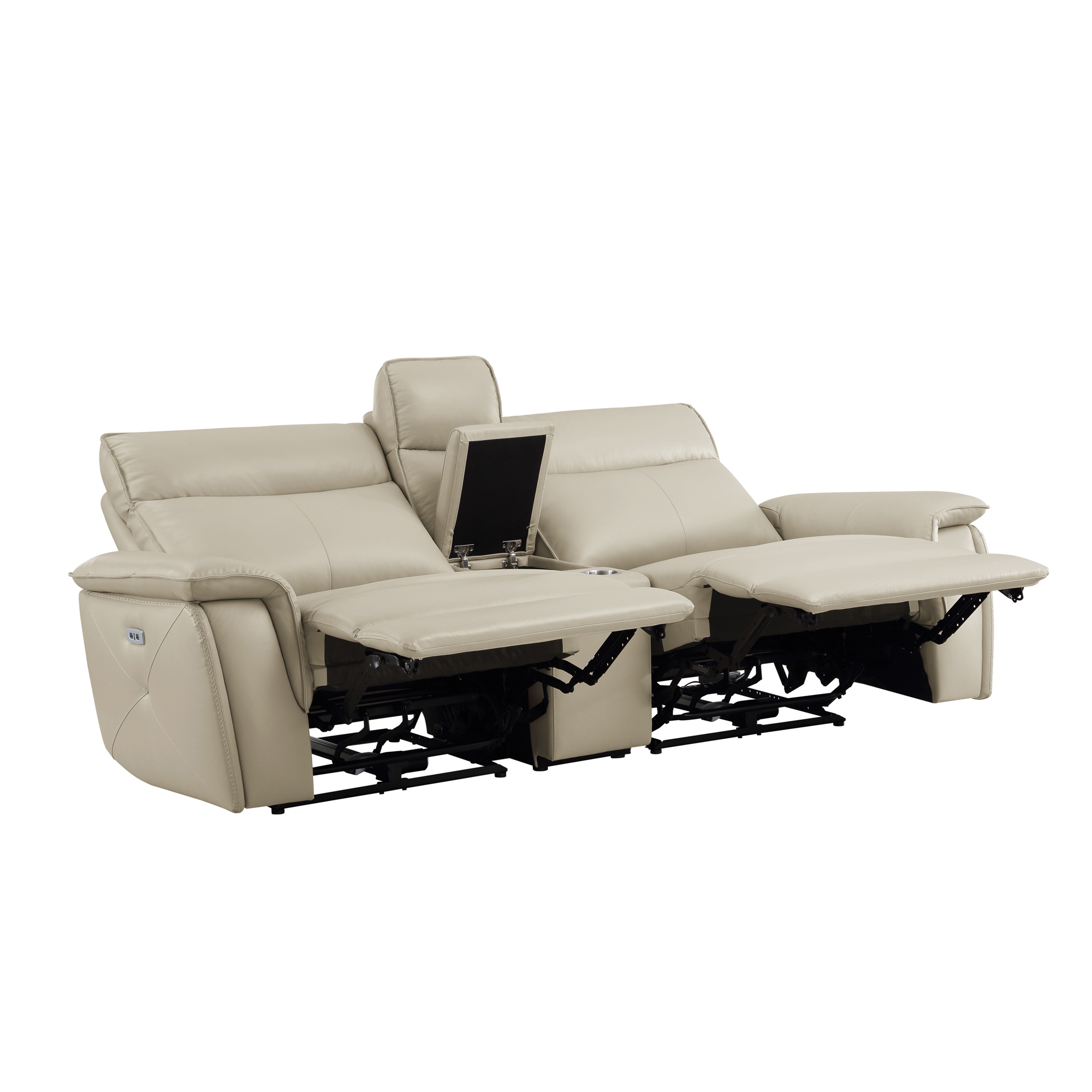Maroni Leather/Leatherette Power Double Reclining Loveseat w/Console