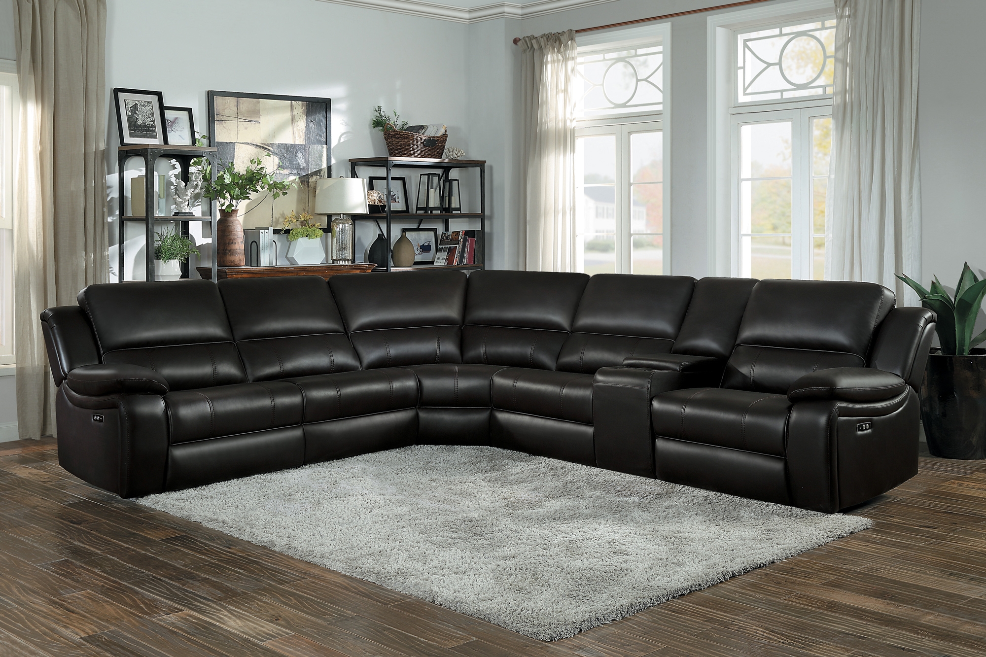 Falun Leatherette Power Reclining Sectional