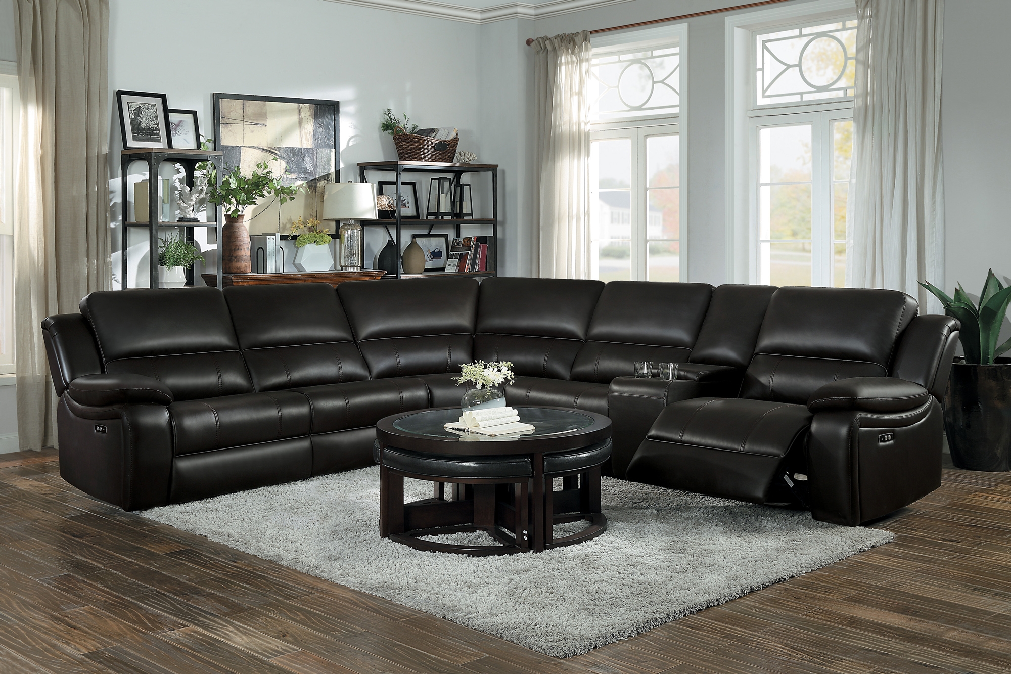 Falun Leatherette Power Reclining Sectional