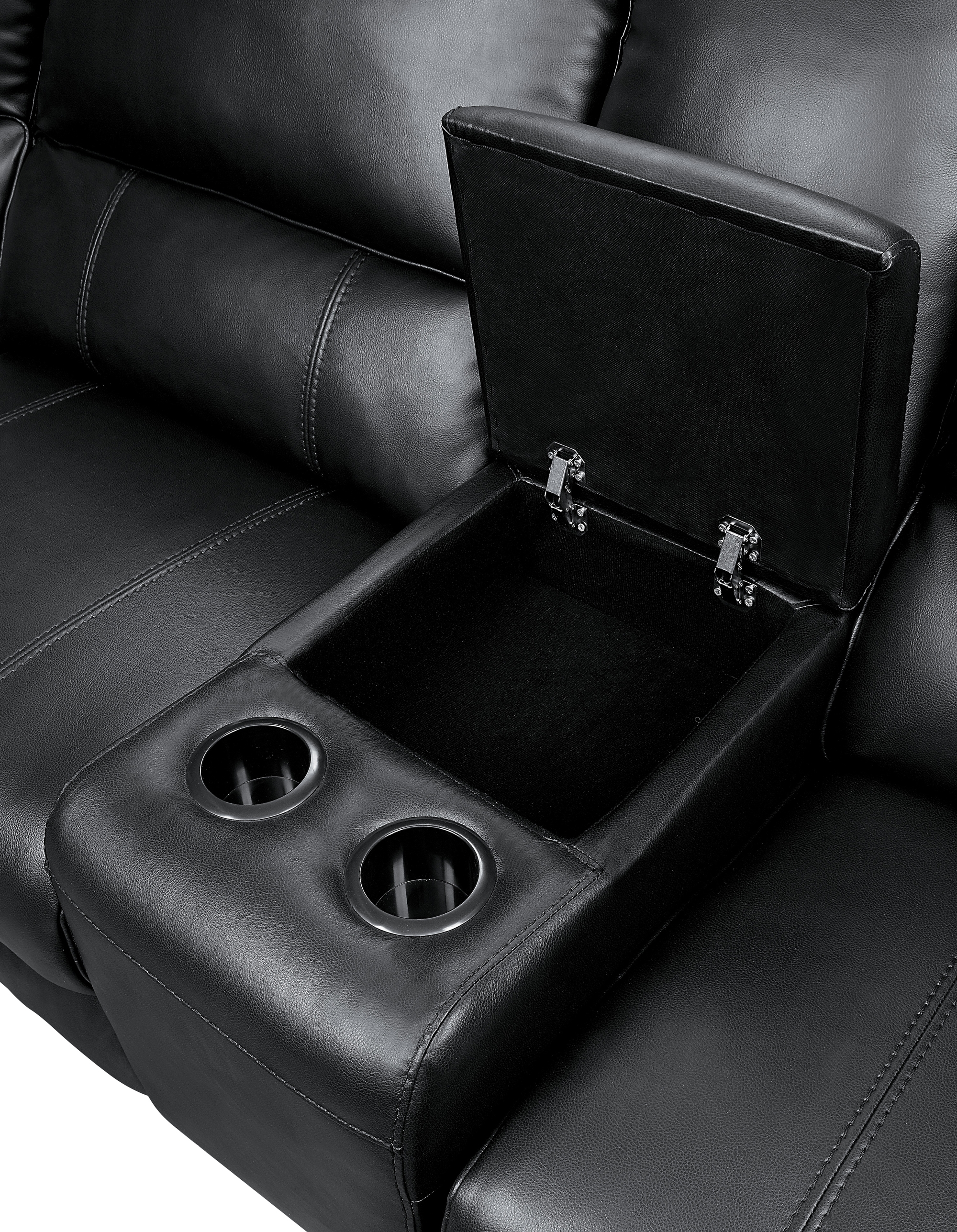 Falun Leatherette/Wood Power Reclining Sectional