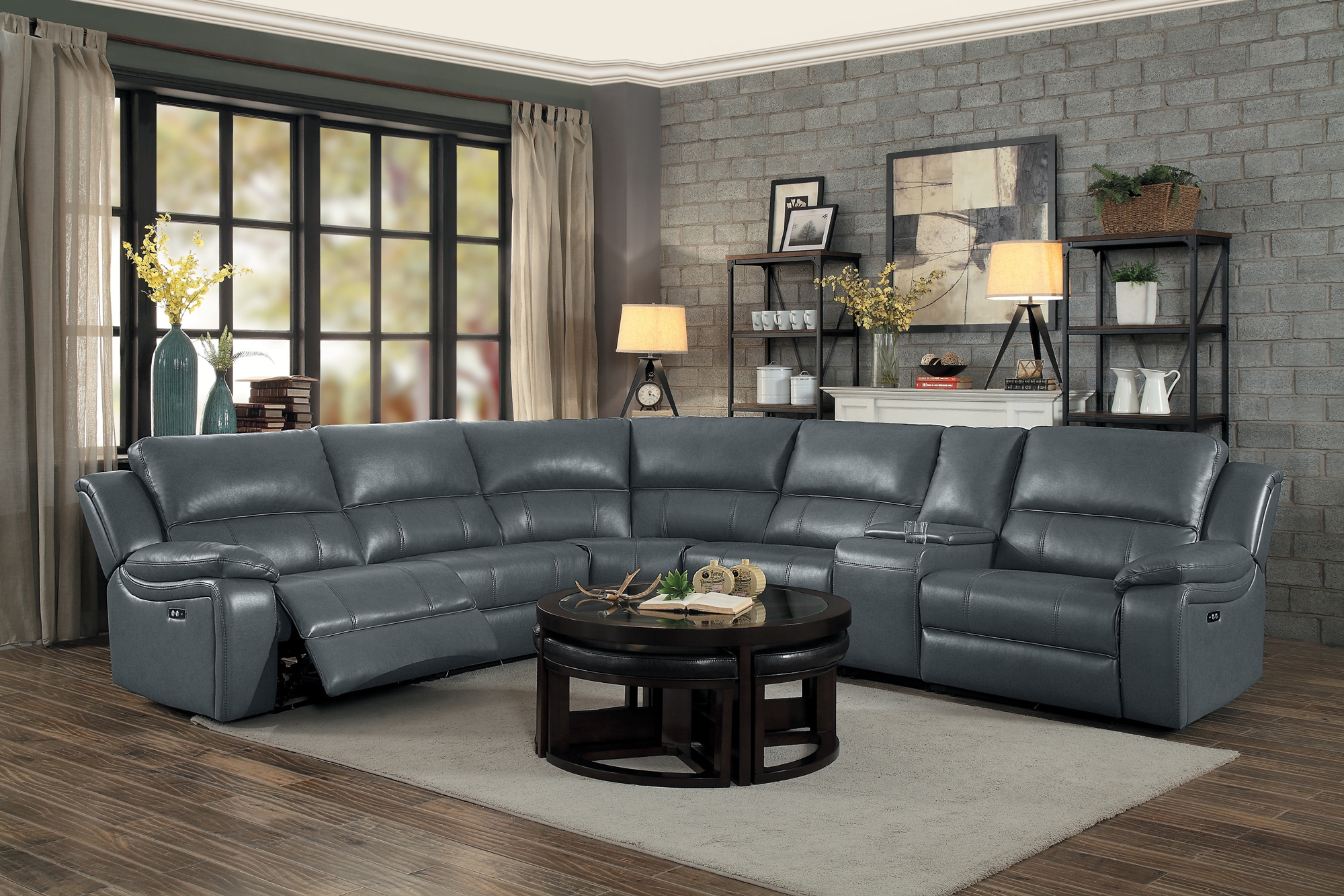 Falun Leatherette Power Reclining Sectional